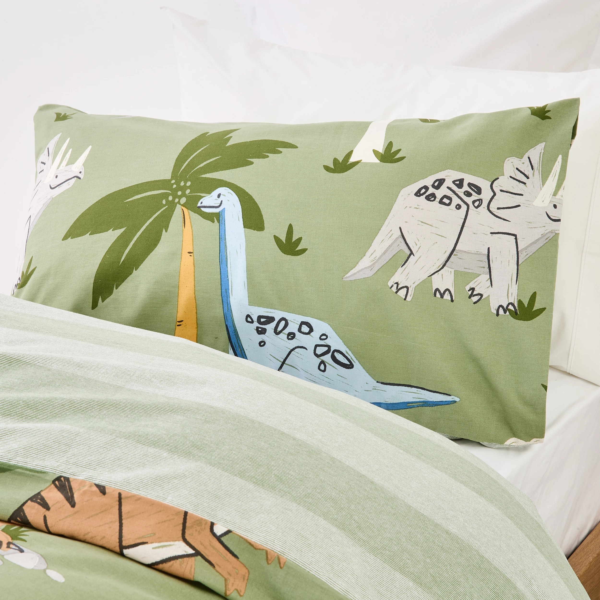 3 Dino Cotton Rich Reversible Quilt Cover Set - Single Bed, 3 of 7