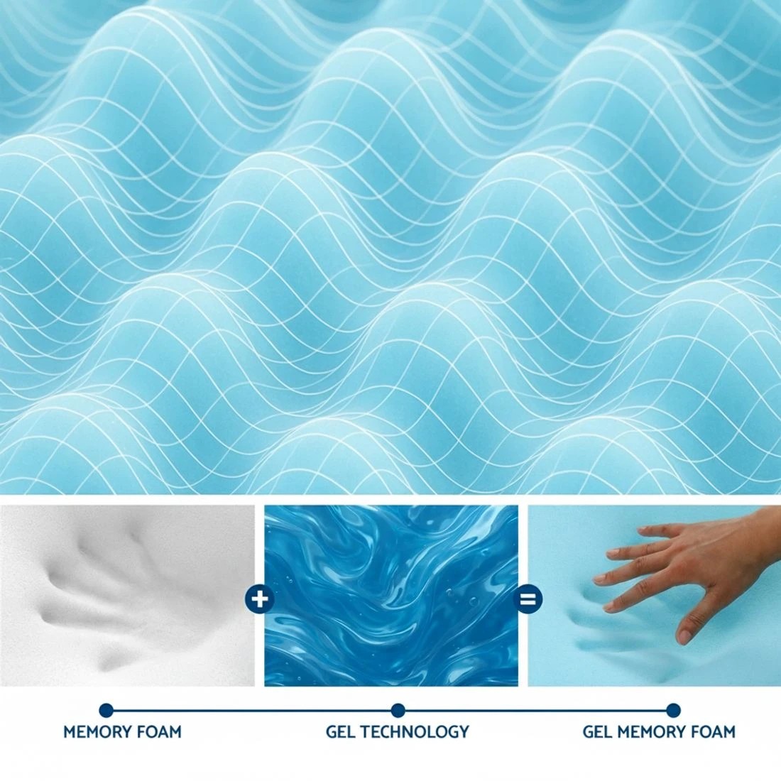 7 Giselle 8cm Memory Foam Mattress Topper Gel Egg Crate Foam Bamboo Queen - Blue, 7 of 9