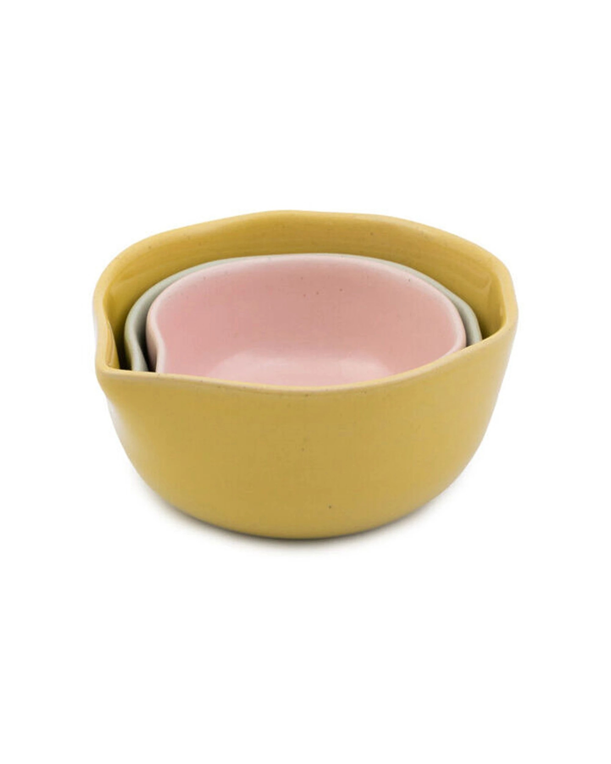 2 Jamie Oliver 2x 3pc Big Love Pinch-Me Pots Measuring Cup Set Stoneware Kitchen Utensils Gadgets - Multi, 2 of 6