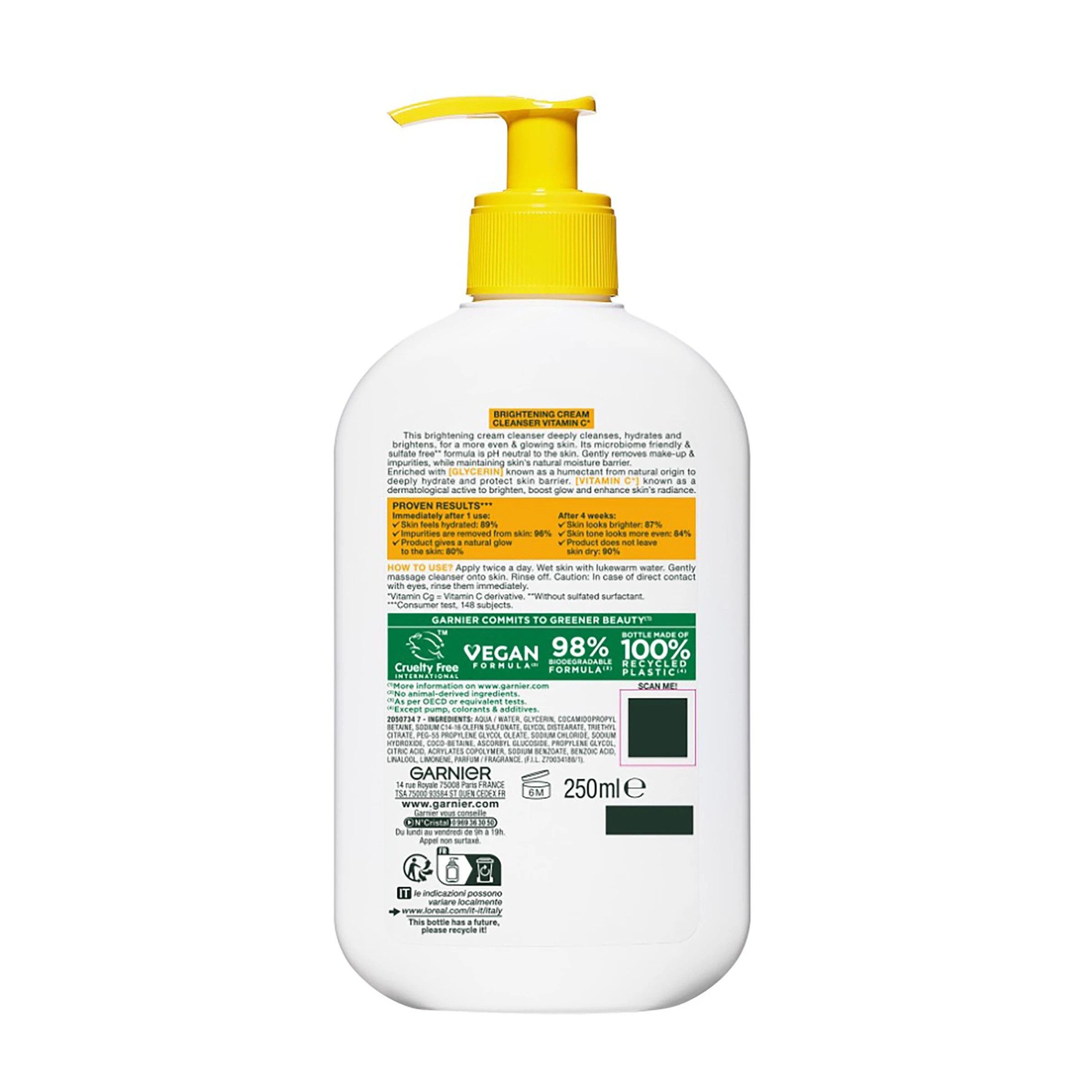 2 Garnier SkinActive Brightening Cream Cleanser 250ml - Vitamin C, 2 of 10