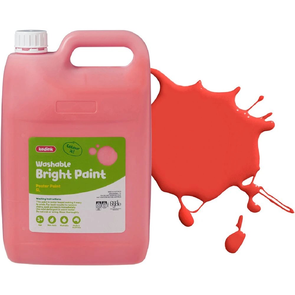 1 Kadink Washable Bright Poster Paint 5L Red, 1 of 2