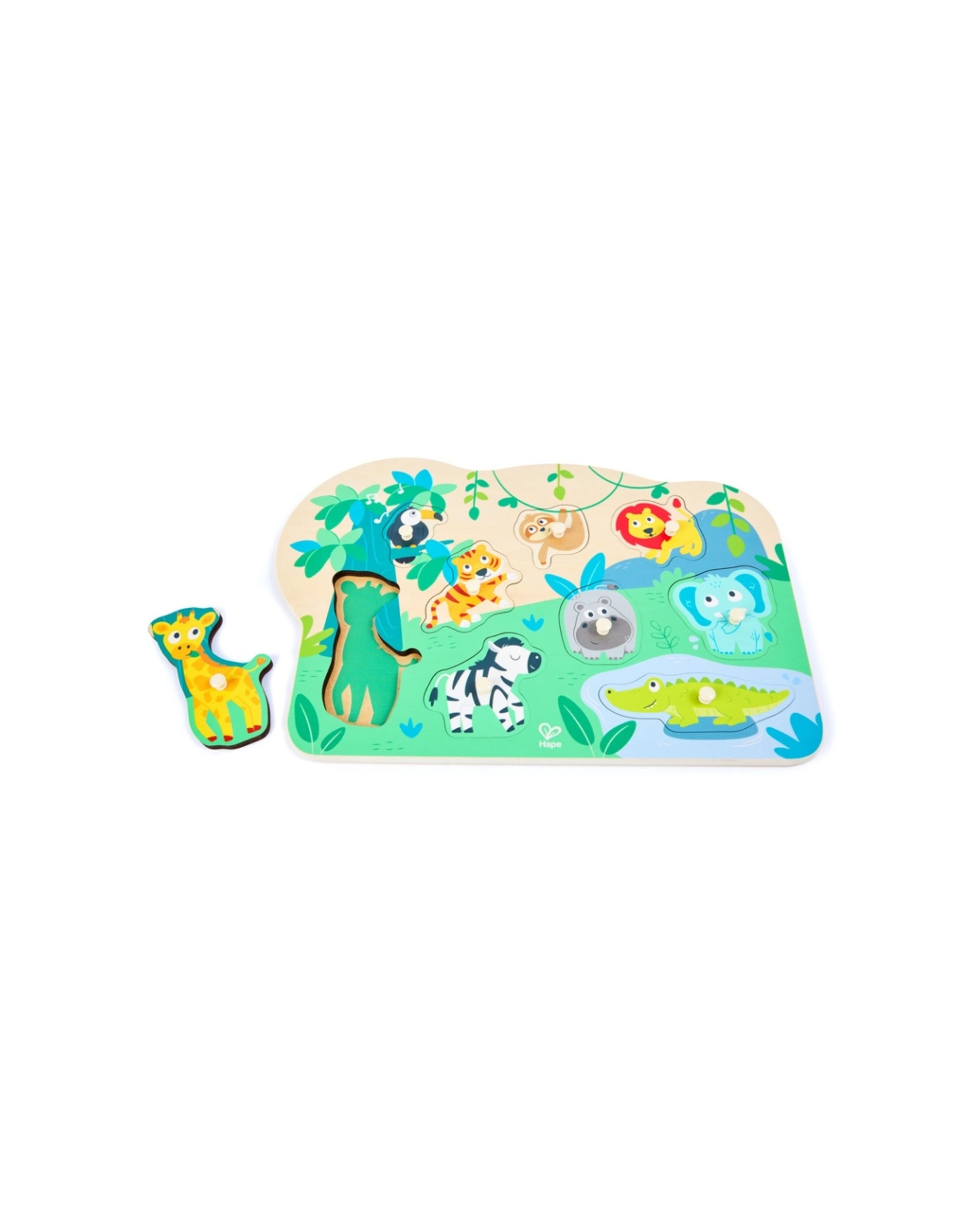 1 Hape Wild Animals Peg Puzzle Toy Kids Activity 32.2x1.7x21.7cm - Multi, 1 of 3