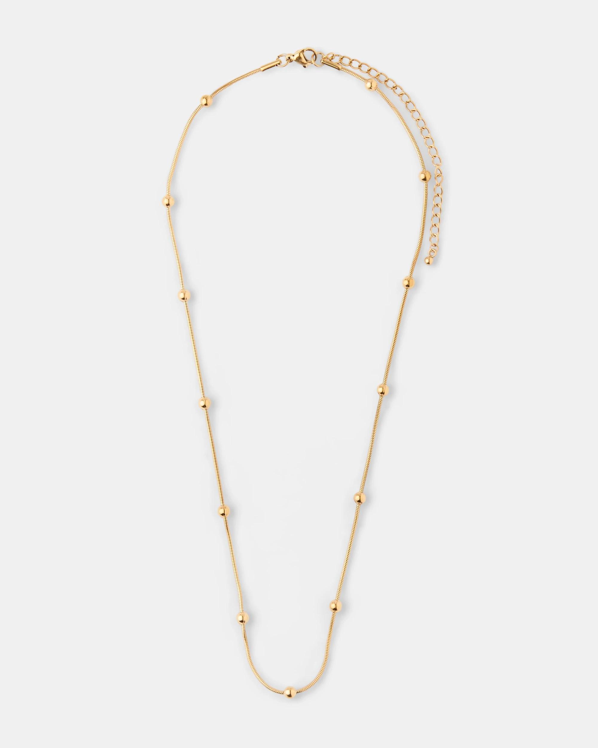 2 Waterproof Stainless Steel Station Necklace - Gold Tone Gold, 2 of 4