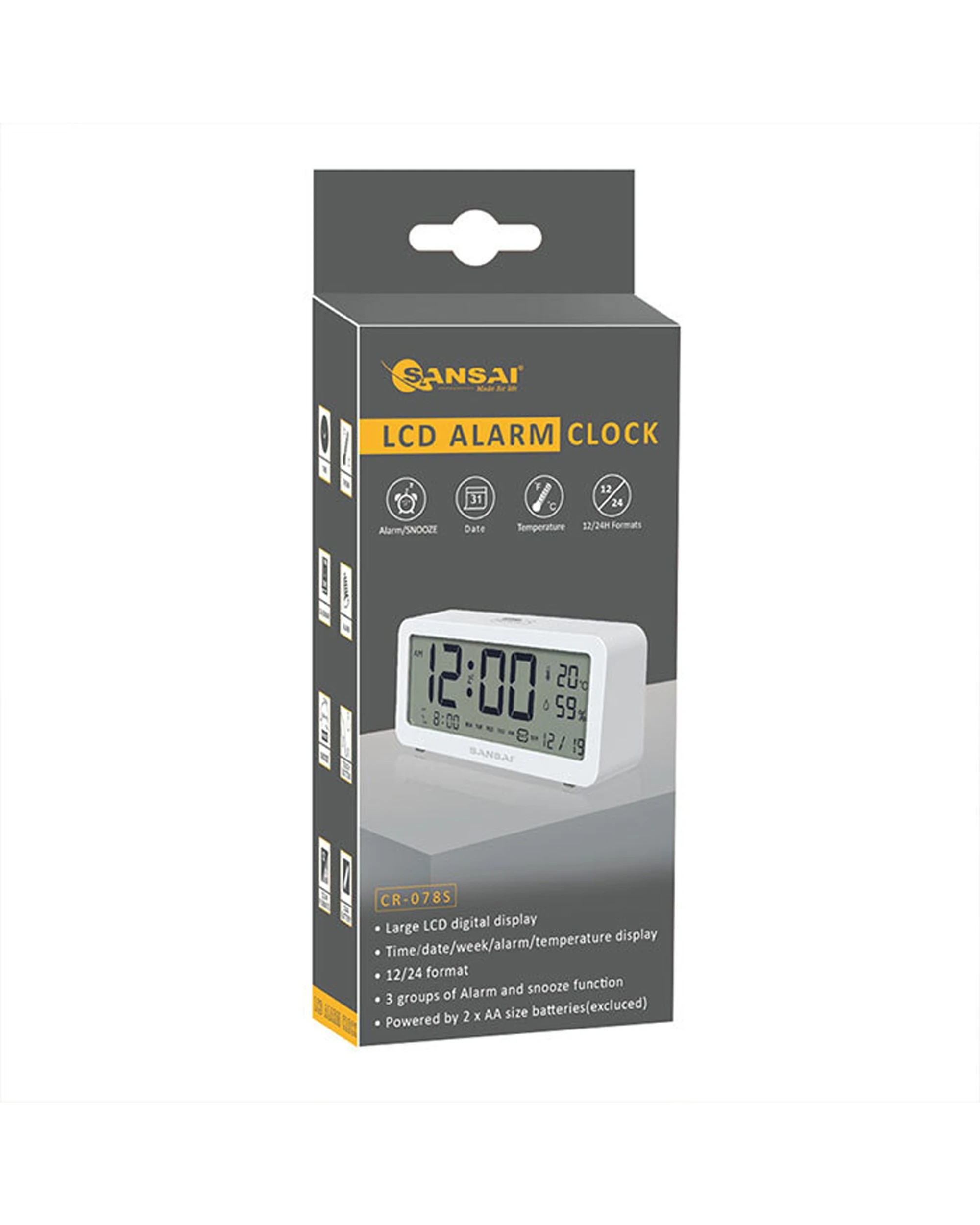5 Sansai LED LCD Digital 12/24h Alarm Snooze Clock Date Temperature 5.2 Inch - White, 5 of 5