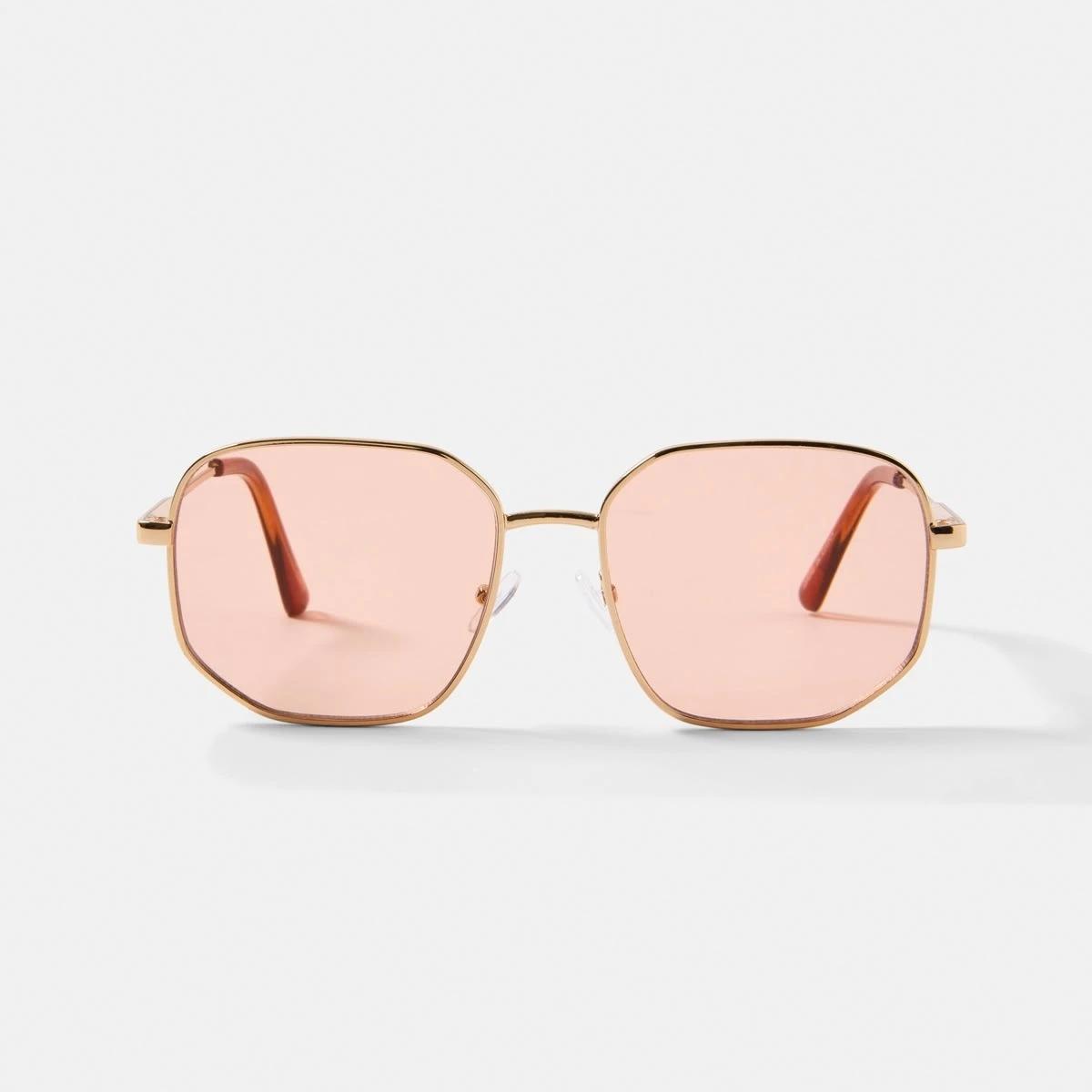 4 Metal Square Frame Sunglasses GOLD, 4 of 6
