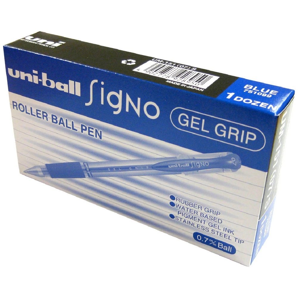 1 Uni-Ball Signo Gel Grip Gel Pen Blue 12 Pack, 1 of 3