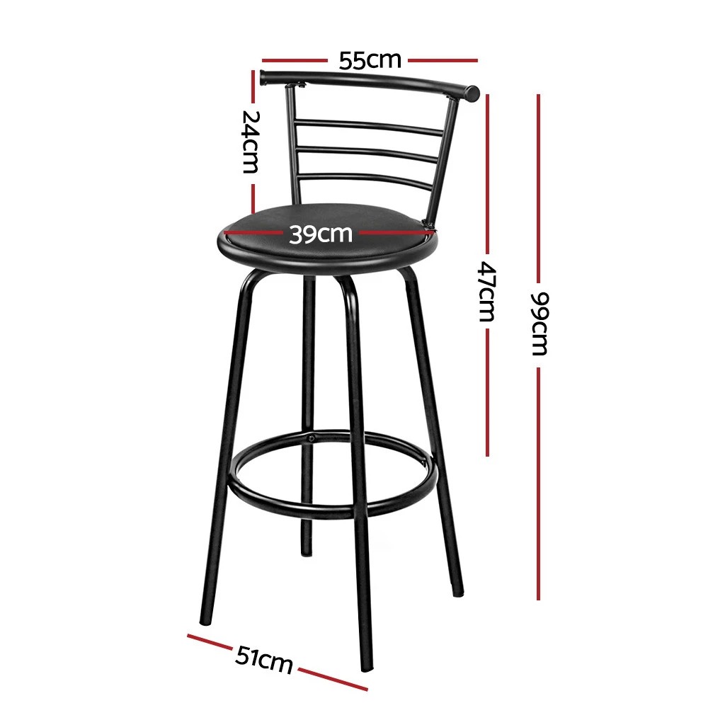 2 Artiss 4x Bar Stools Swivel Leather Padded Metal - Black, 2 of 5