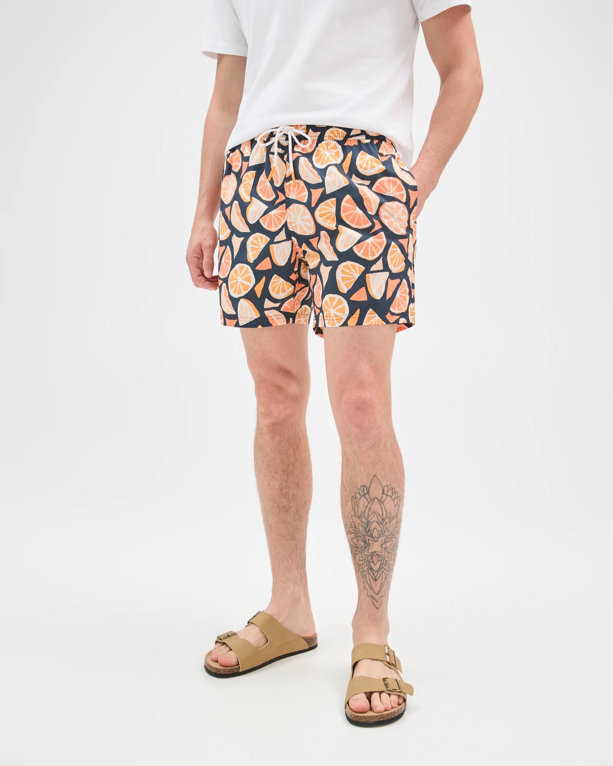 3 Target Man Family Matching Short Leg Volley Swim Bondi Shorts ORANGES, 3 of 6