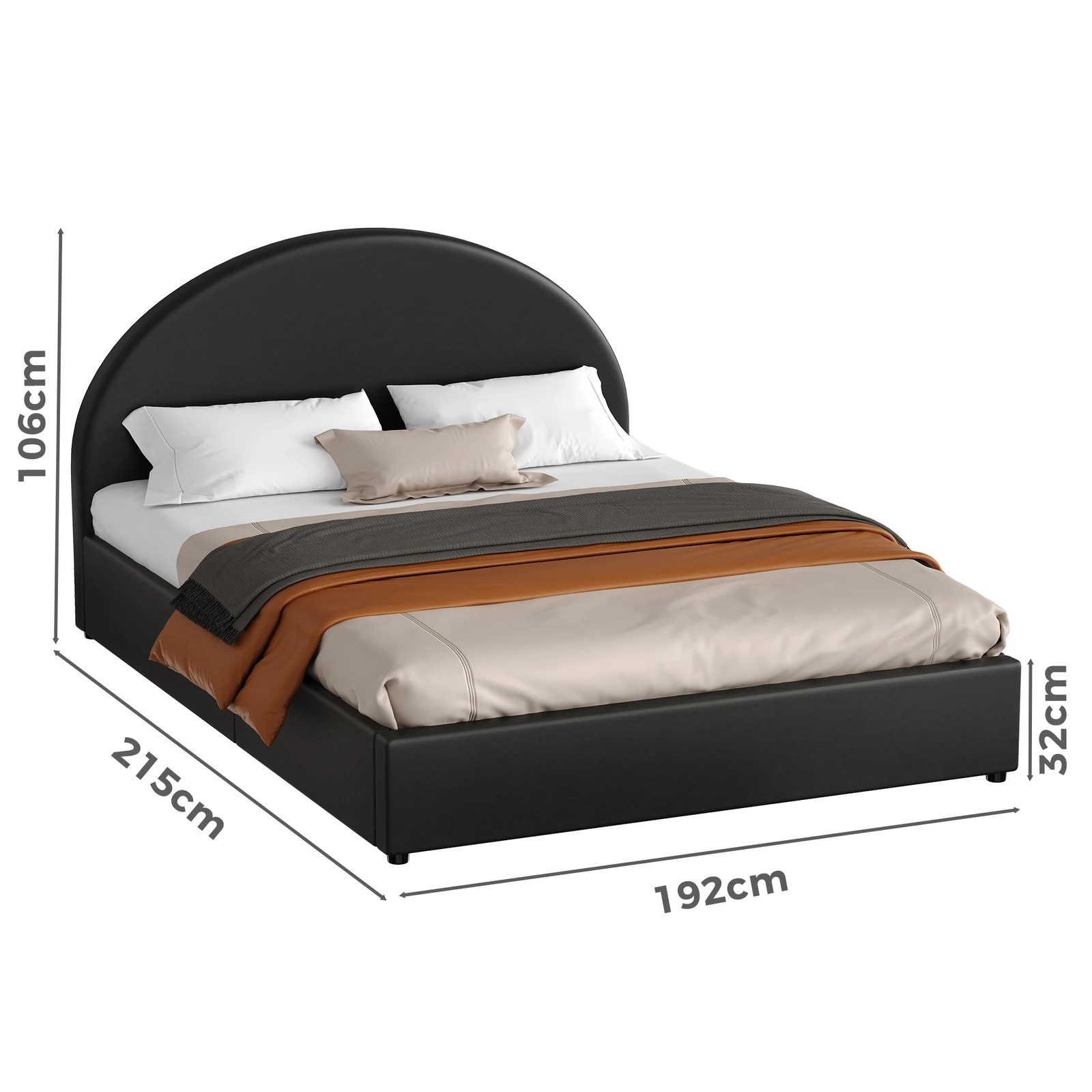 10 Alfordson Bed Frame King Size Gas Lift Base With Storage Leather Howell - Black, 10 of 10