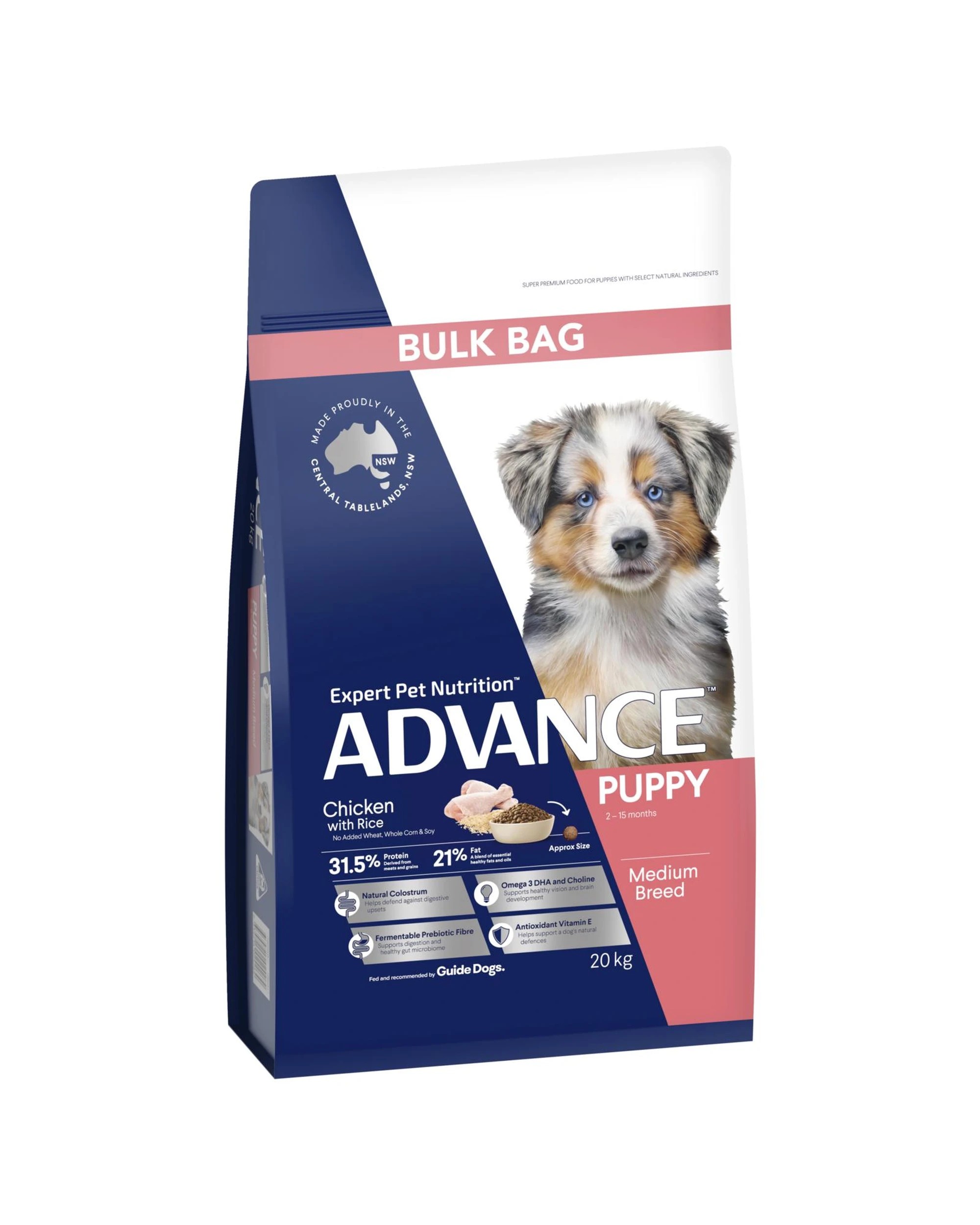 1 Advance Puppy Growth Medium Breed Dry Dog Food Chicken w/ Rice Bulk 20kg, 1 of 3