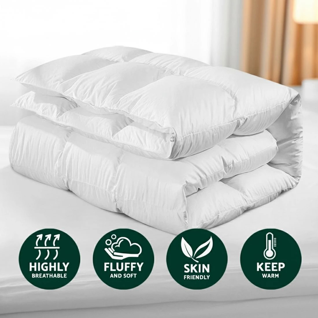 4 Giselle Bedding 800GSM Goose Down Feather Quilt Winter Blanket Duvet Comforter Double - Double Bed - White, 4 of 7