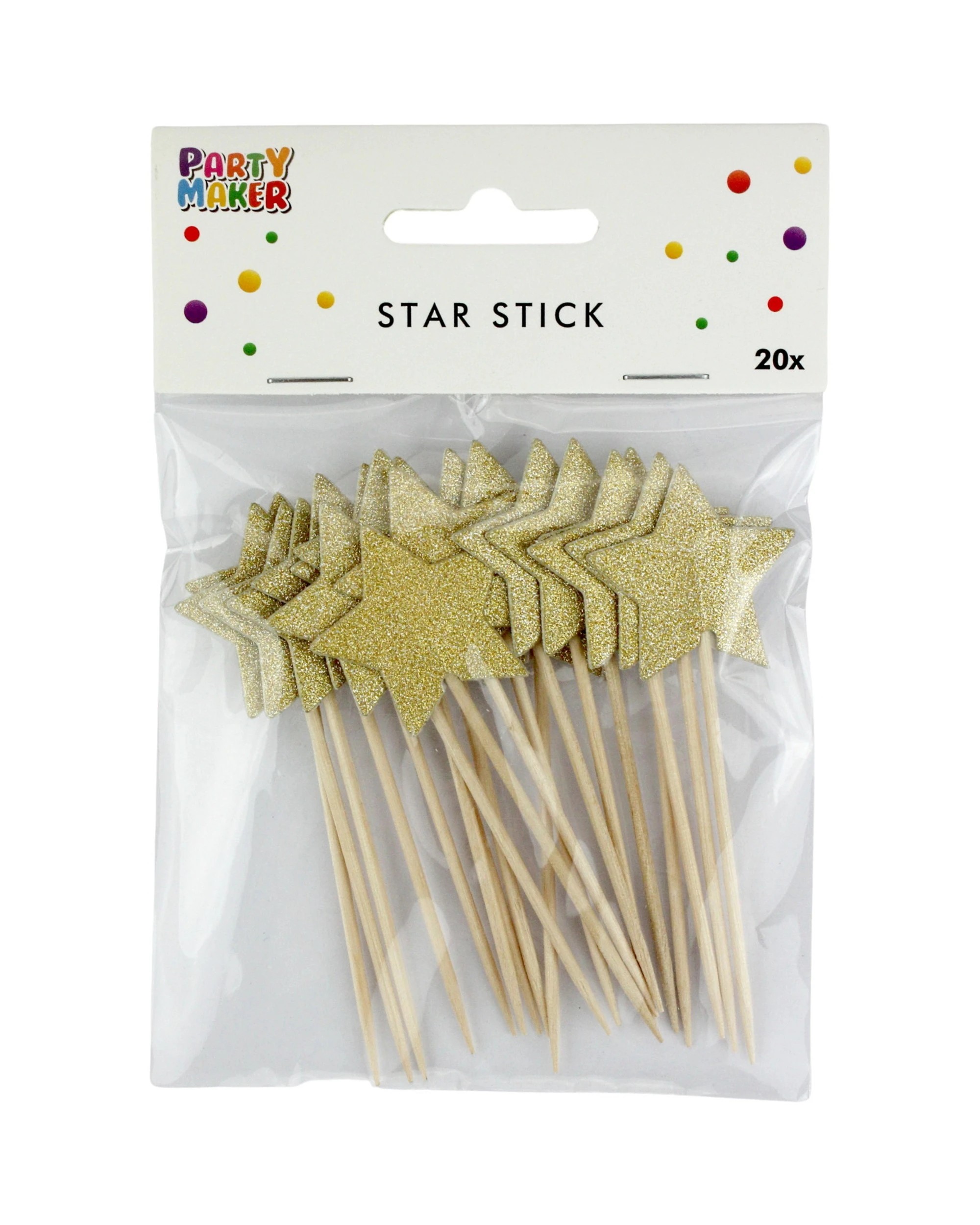 2 Partyrama Gold Glitter Star Picks Pack of 20 - Gold, 2 of 2