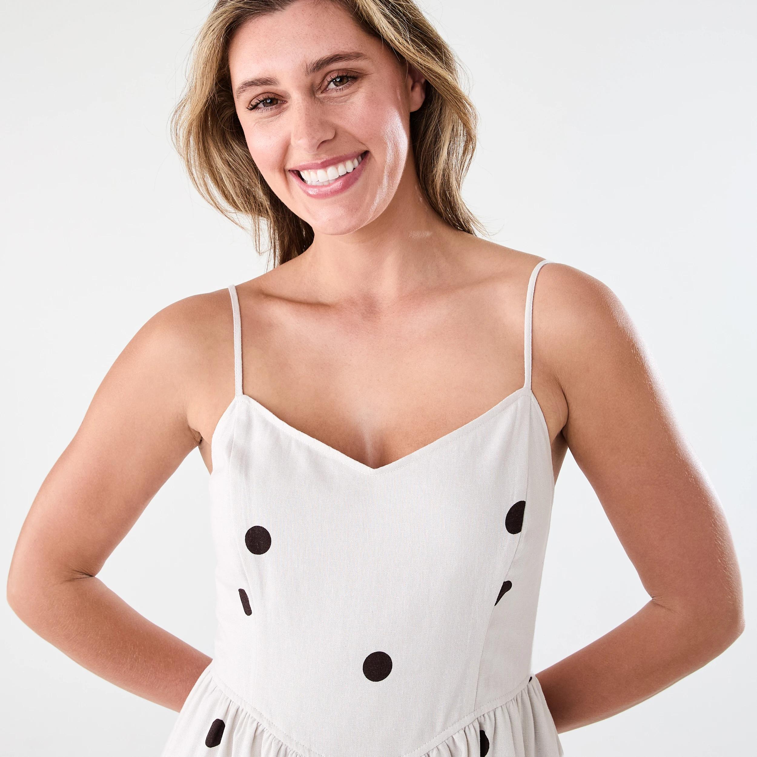 4 Sleeveless Bodice V-Neck Mini Dress Choc Nat, 4 of 9