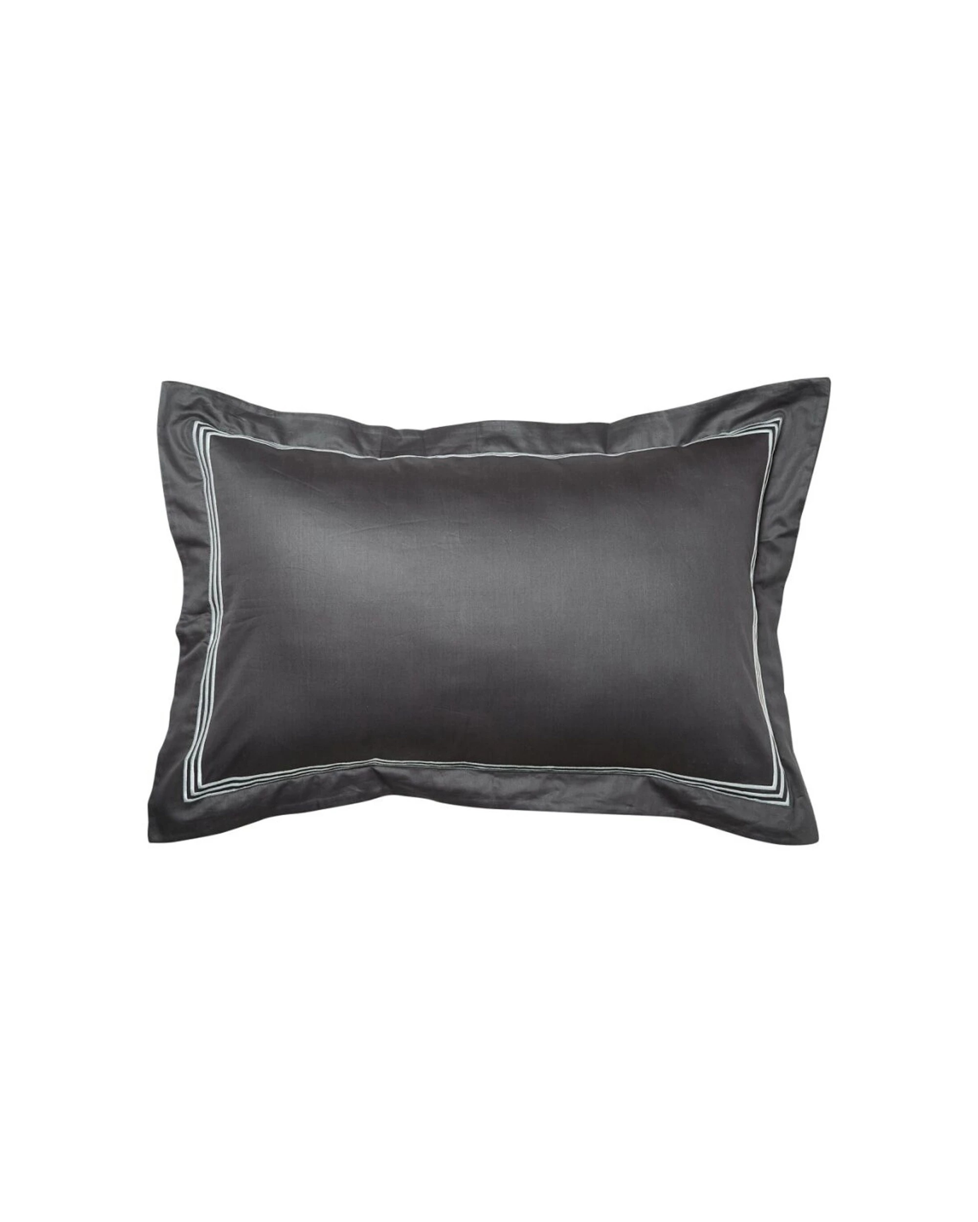 2 Grosvenor House 2PK 500TC Hotel Embroidered Tailored Pillowcases  With White - Charcoal, 2 of 4
