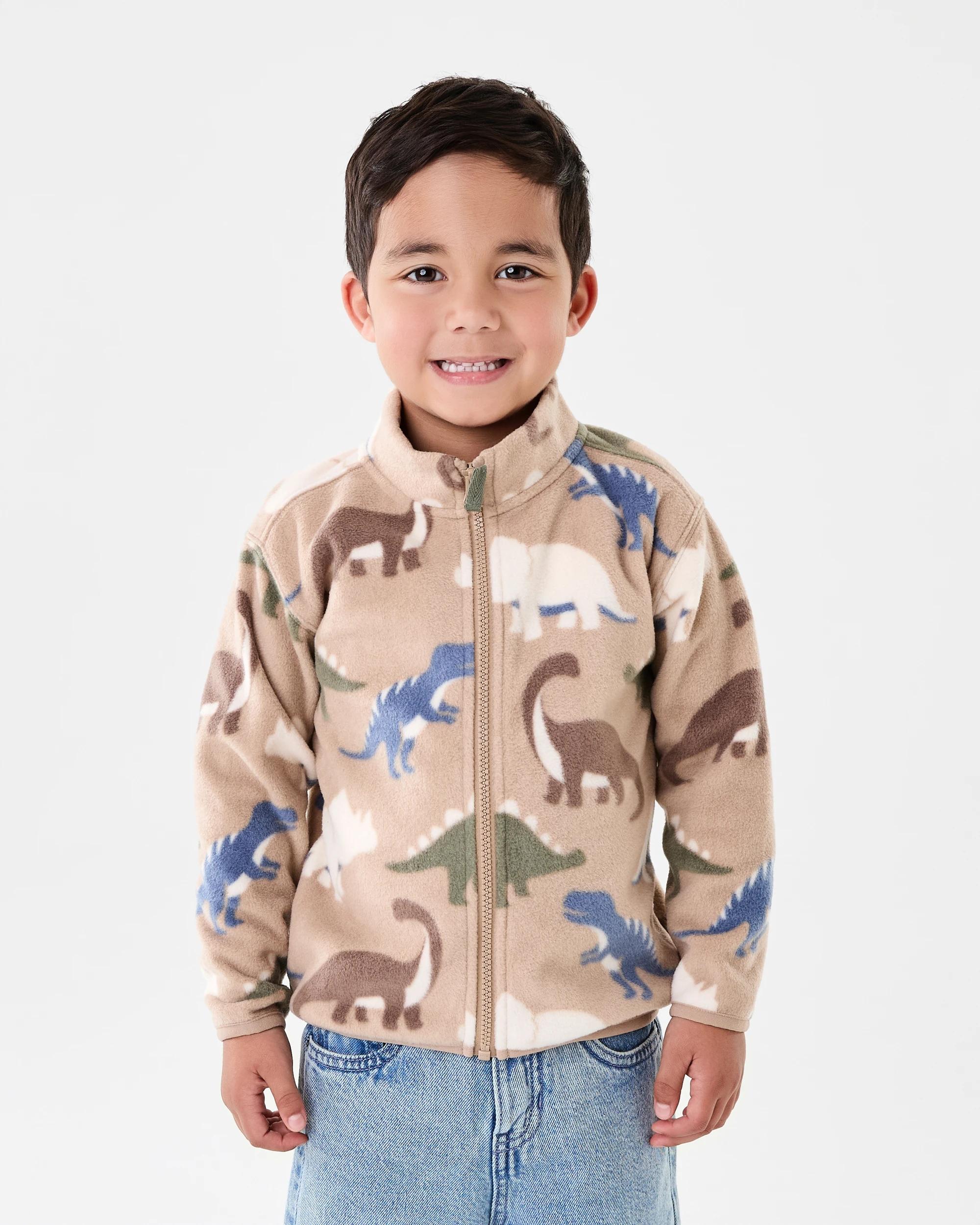 2 Polar Fleece Zip Through Jacket Brn Dino, 2 of 9