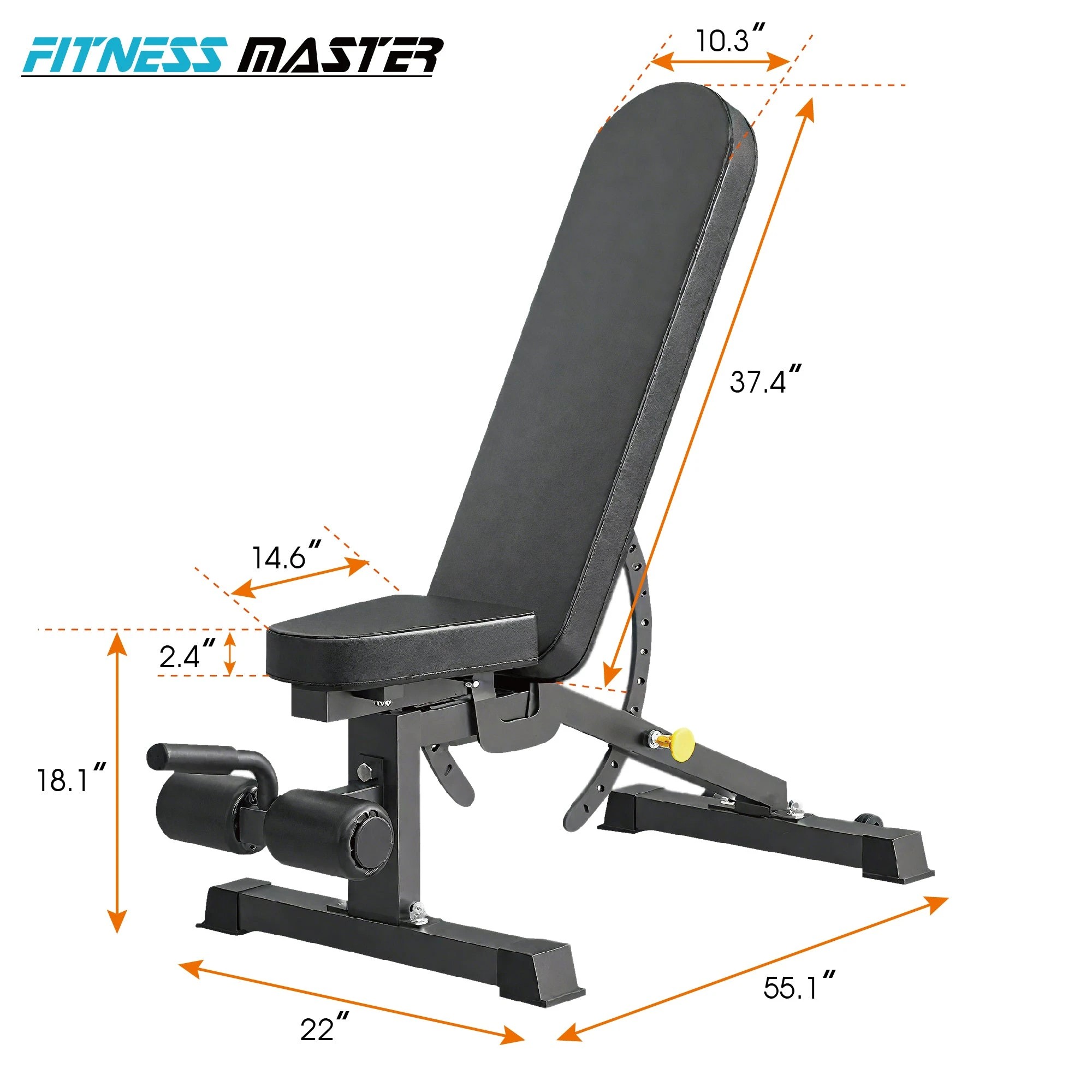 6 Fitness Master Adjustable Weight Bench 14 Backrests Incline Home Workout 1100lbs, 6 of 9