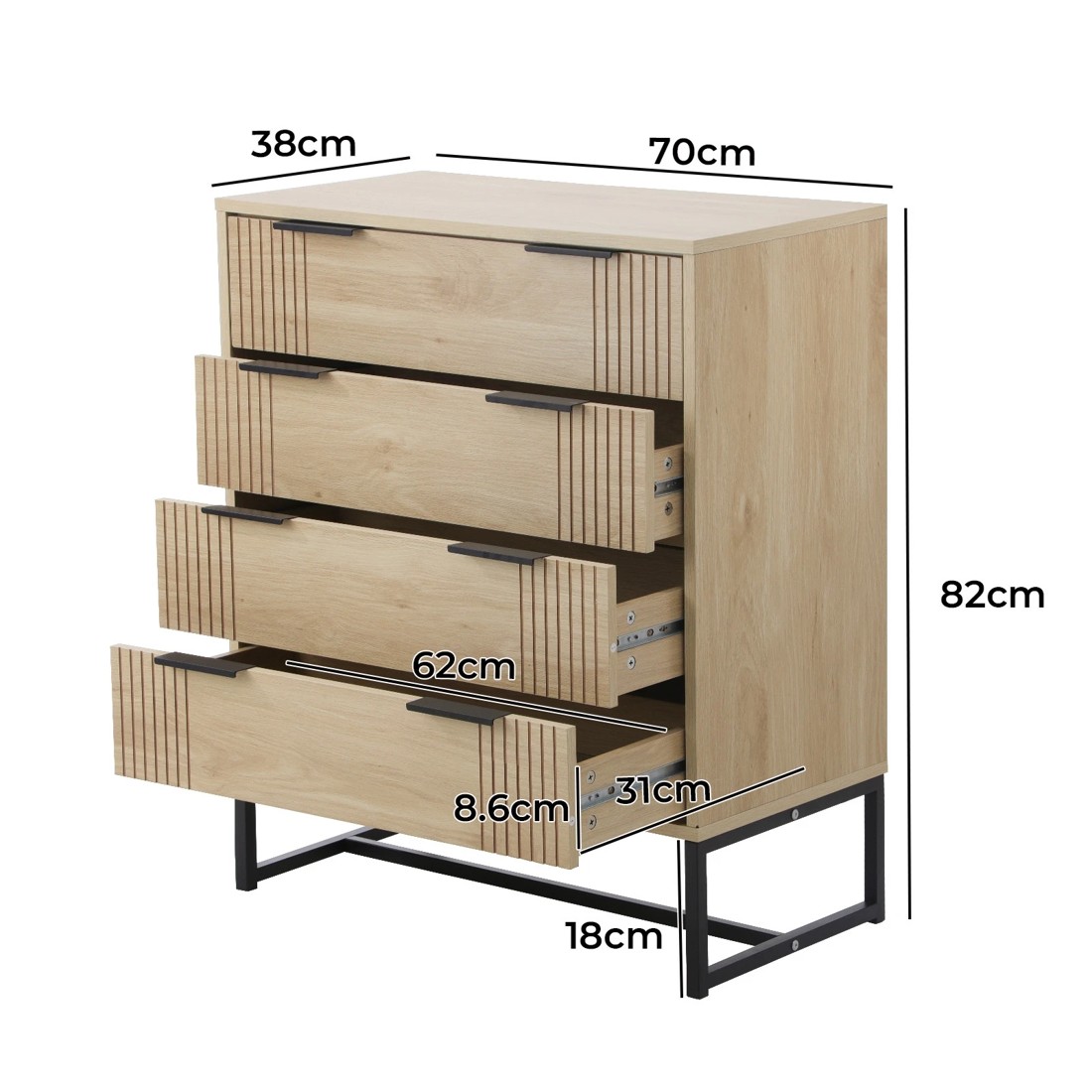 10 Oikiture 4 Chest Of Drawers Storage Cabinet Dresser Table
 - Natural, 10 of 10