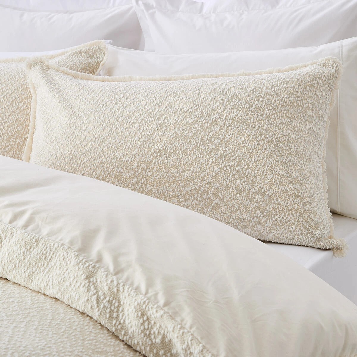 2 Boucle Quilt Cover Set - Double Bed, Beige, 2 of 6