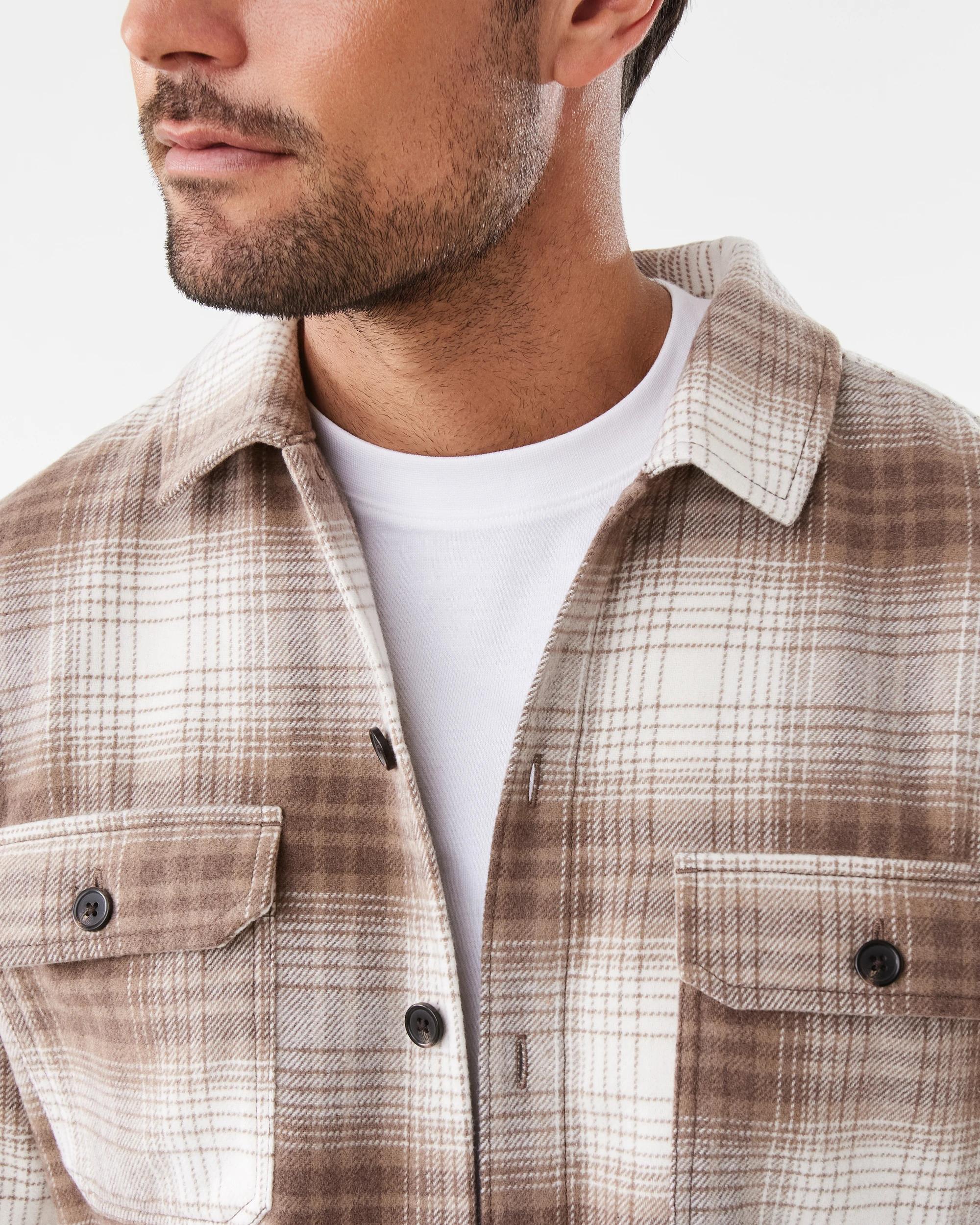 6 Long Sleeve Check Overshirt Brn Check, 6 of 9
