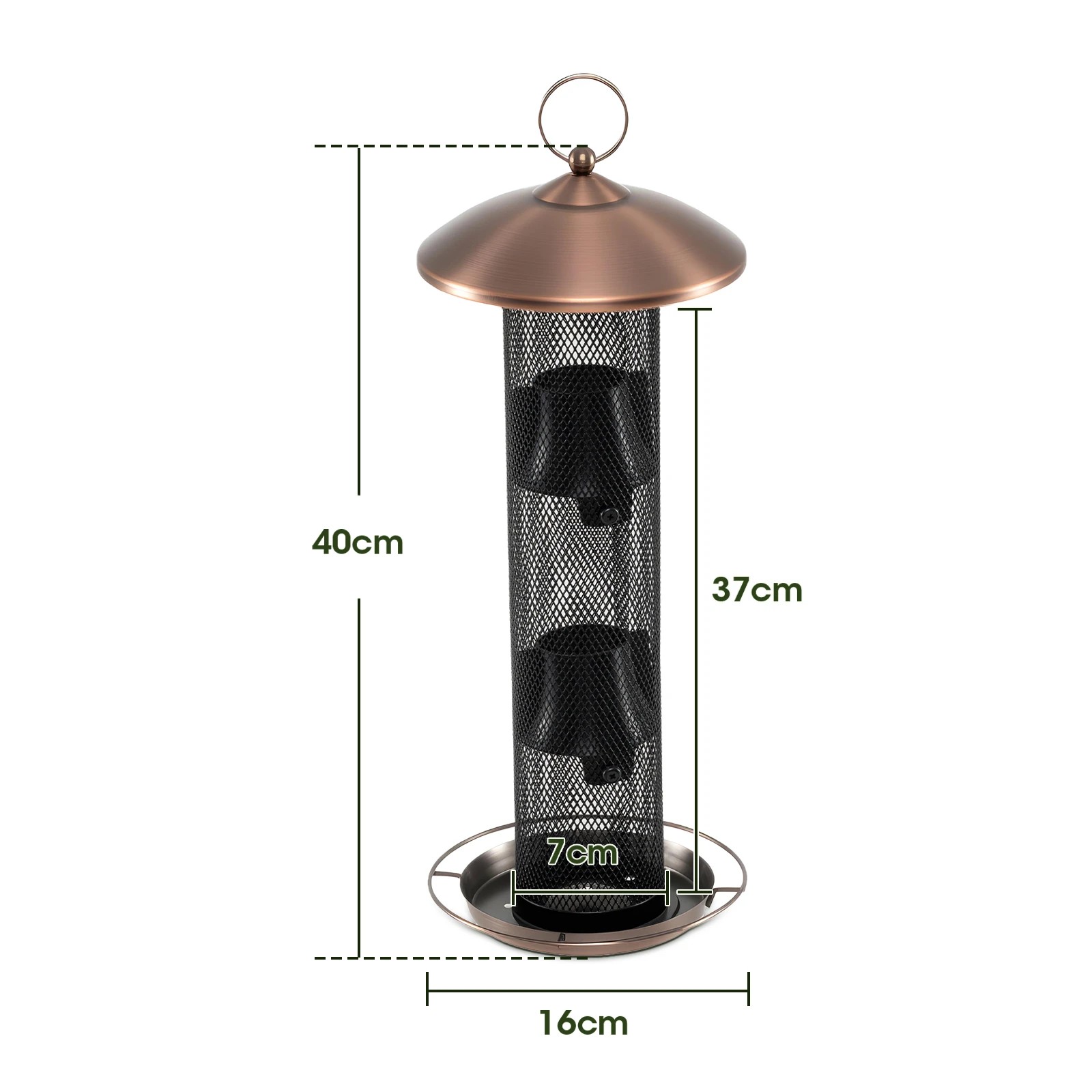 2 Costway All Metal Mesh Tube Bird Feeder w/Weatherproof Roof & Seed Tray, 2 of 6