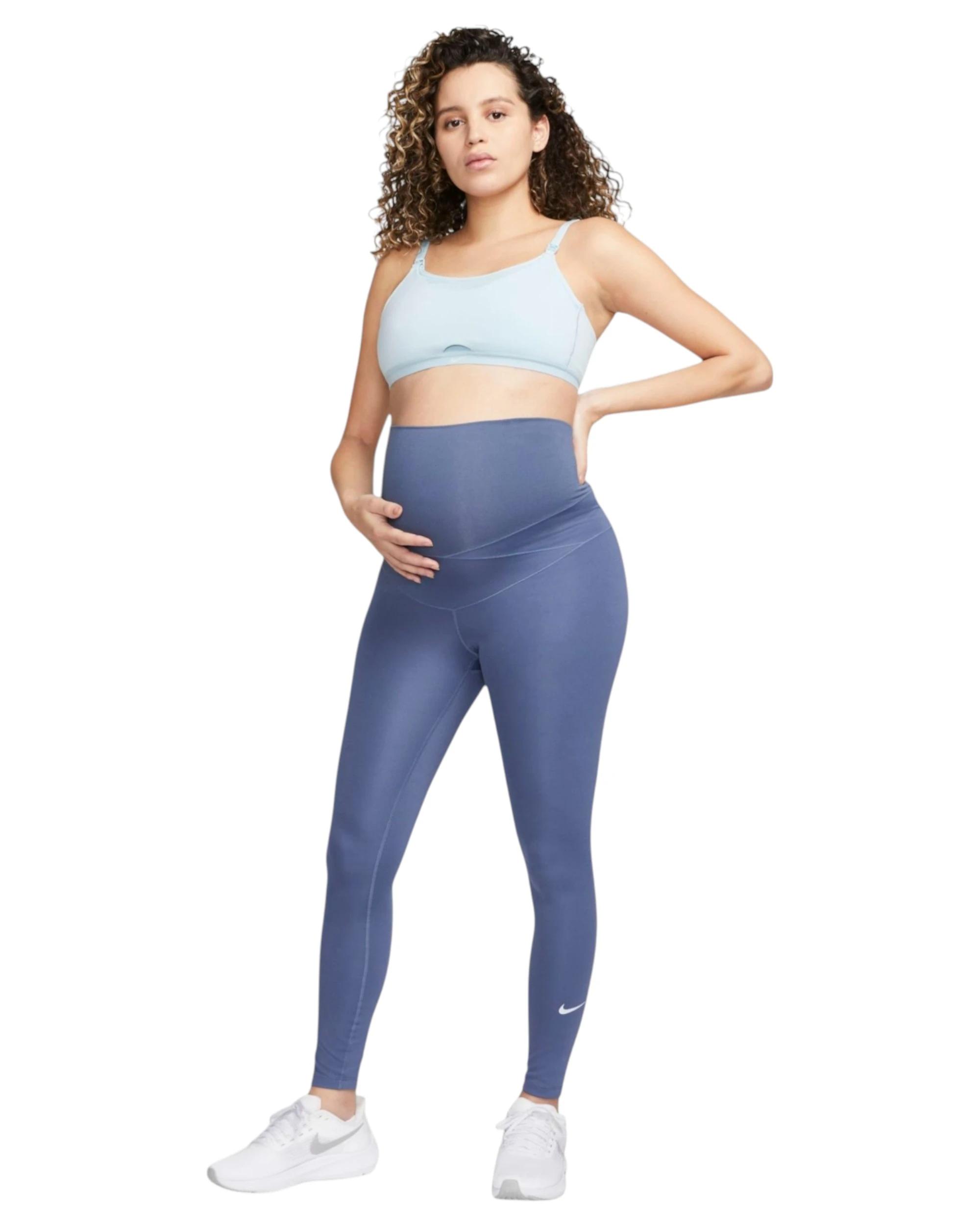 3 Nike Womens One High-Waisted Blue Leggings (Maternity) BLUE, 3 of 5