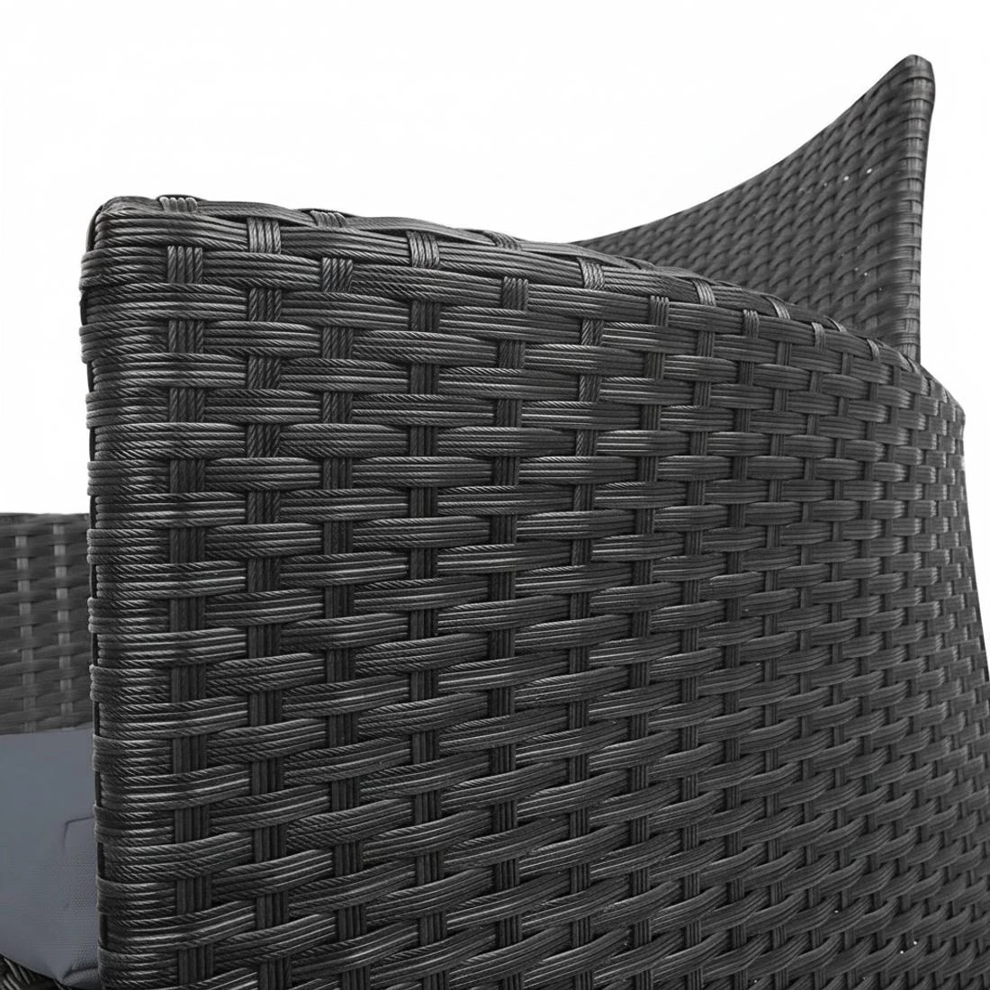 8 Gardeon 3PC Outdoor Bistro Set Patio Furniture Wicker Setting Chairs Table Cushion - Black, 8 of 8