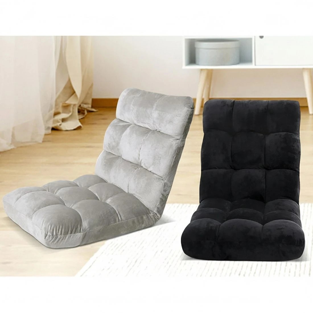 9 Artiss 4X Lounge Sofa Bed Flannel Fabric - Black, 9 of 9