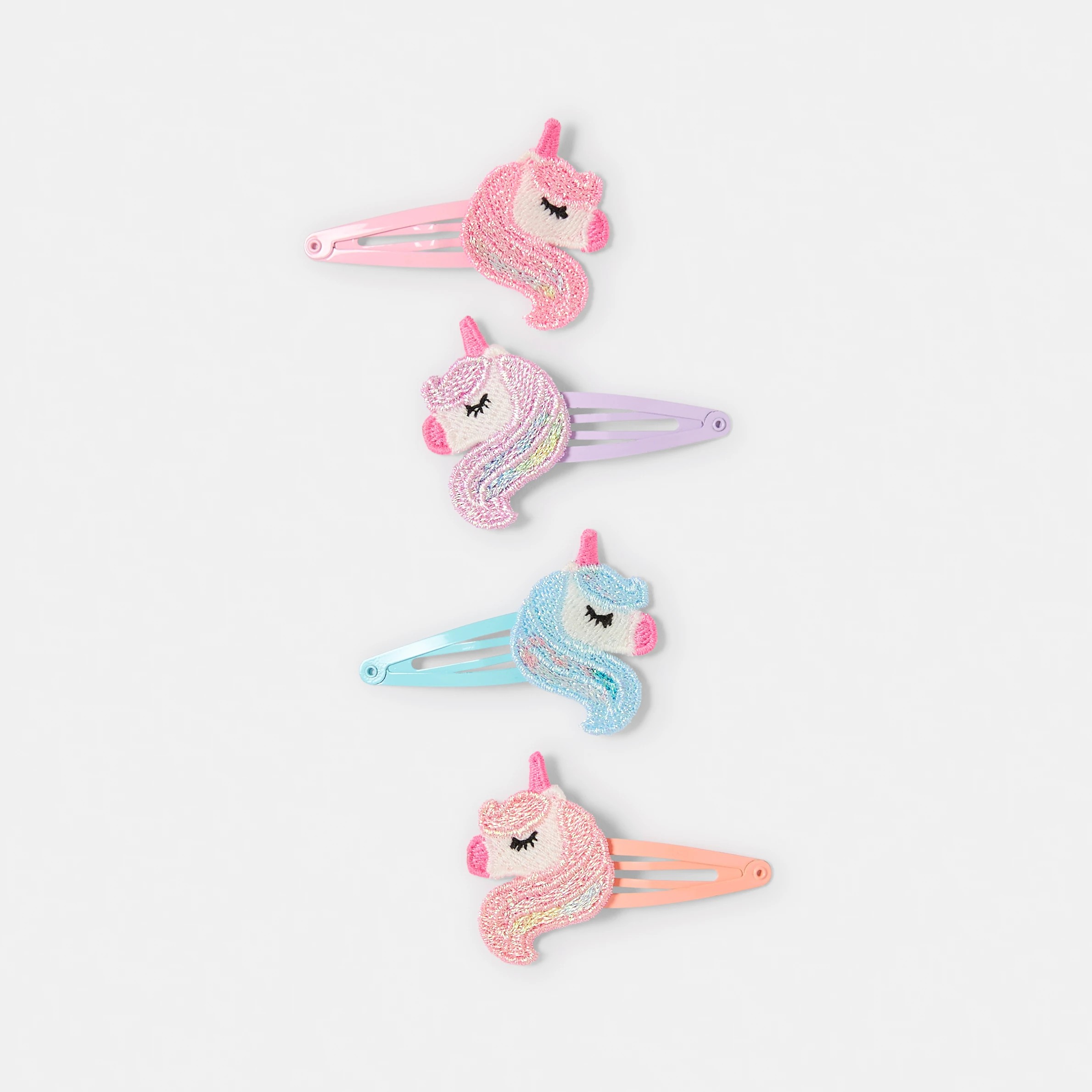 1 4 Pack Embroidered Unicorn Hair Clips, 1 of 3