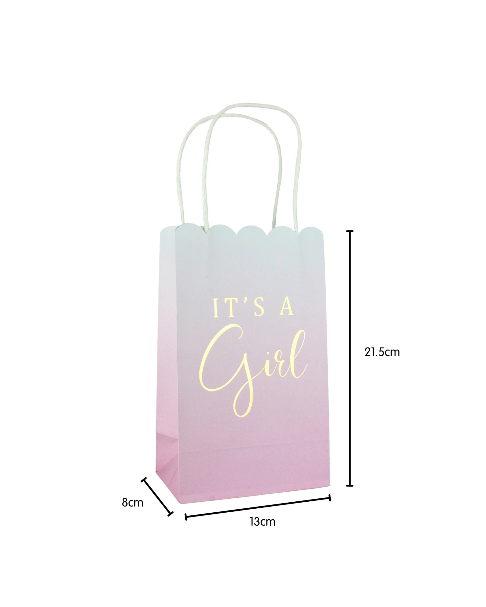 2 Alpen Ombre Pink It's A Girl Paper Gift Bags Pack of 5 - Pink, 2 of 4