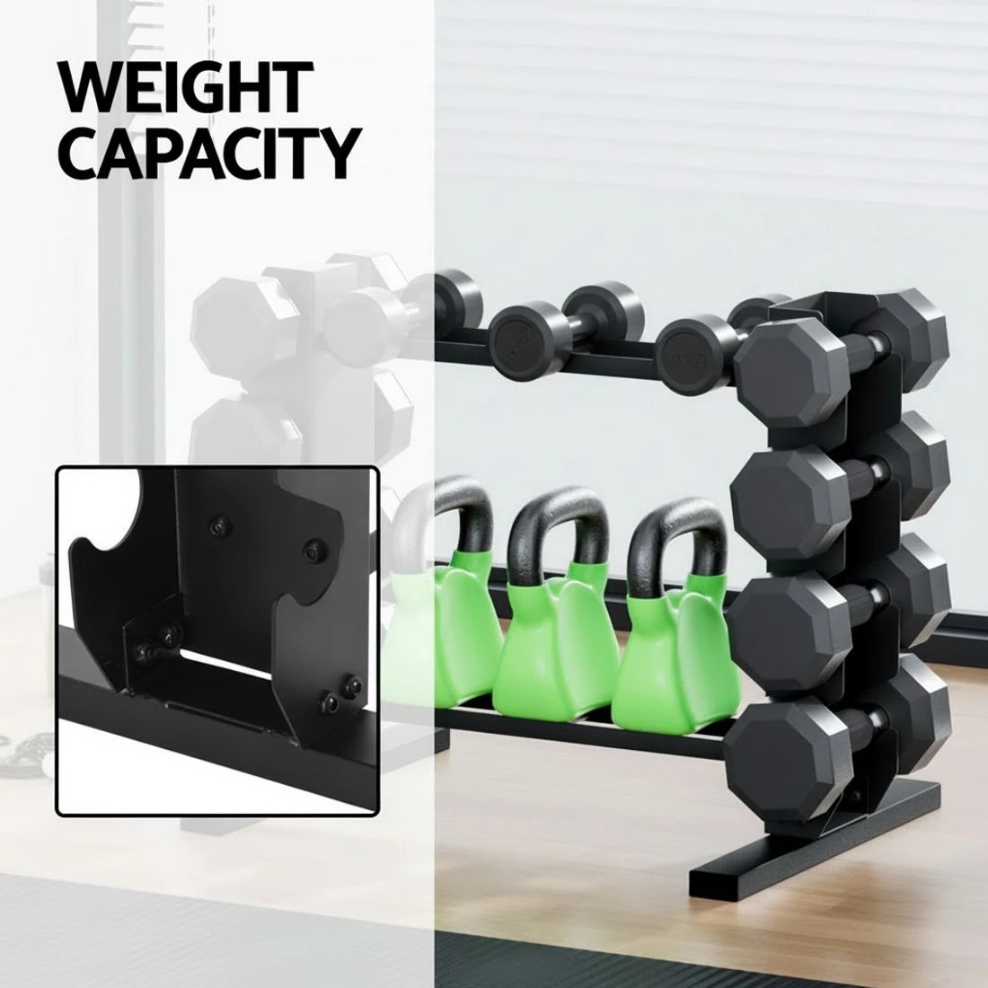 6 Everfit Dumbbells Rack  200kg Capacity - Black, 6 of 6