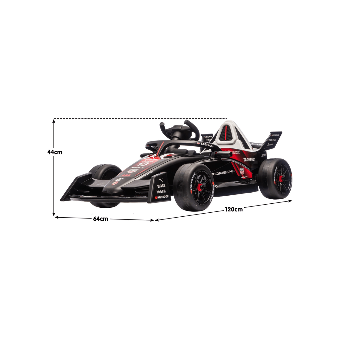 5 Kahuna Porsche Formula E Kids Electric Ride On Car Remote Control 60W Dual Motors - Red, 5 of 5