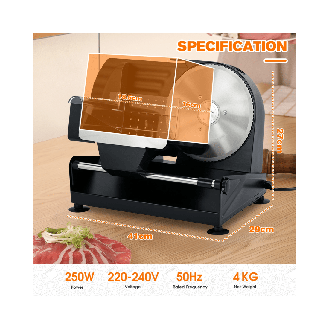 7 Advwin Electric Meat Slicer, 7.5" Food Slicer With Removable Stainless Steel Blade, Thickness Upgraded Meat Slicer, 7 of 7