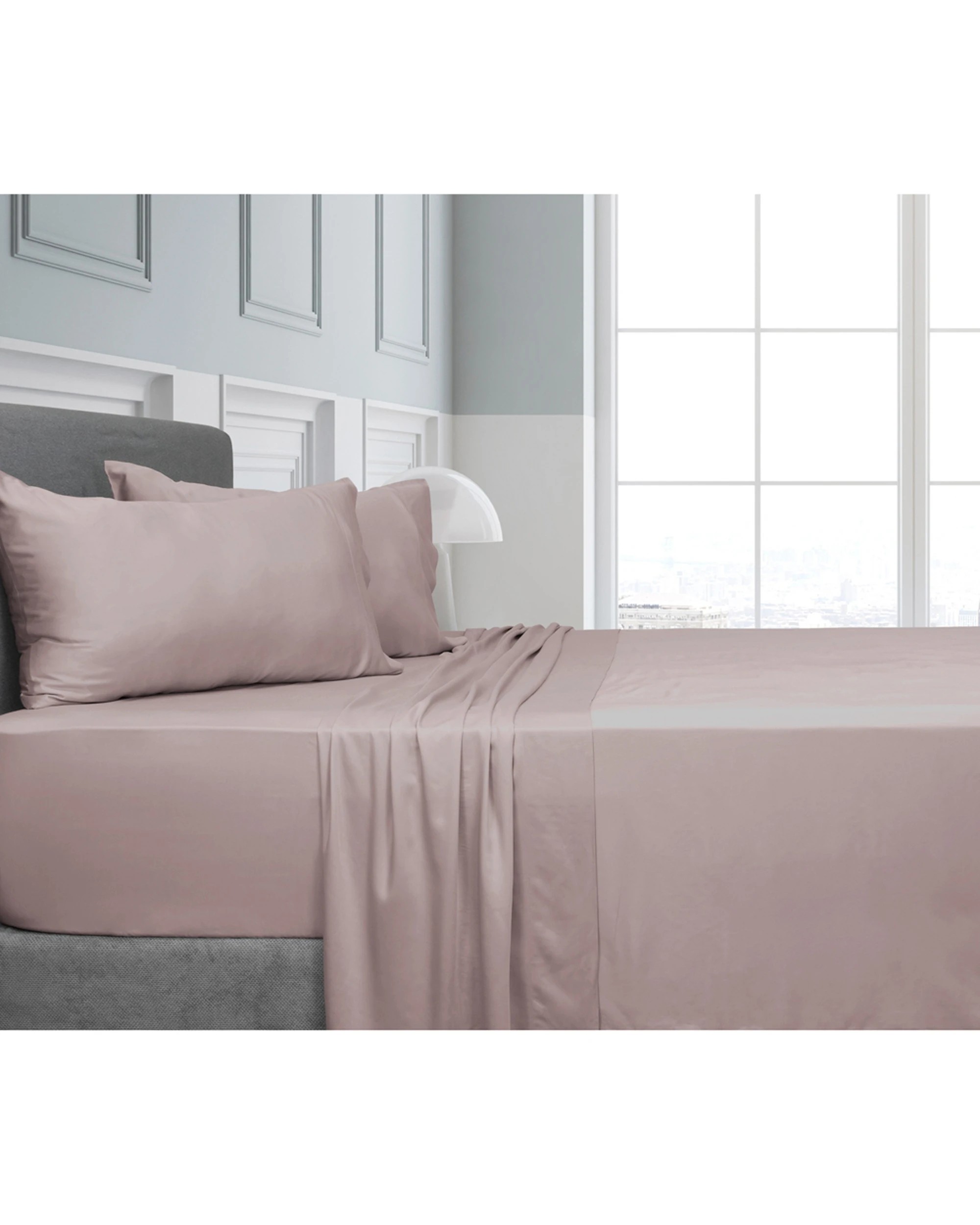 1 Algodon Rayon From Bamboo Bed Set With Flat Sheet Blush - Queen Bed - Pink, 1 of 4