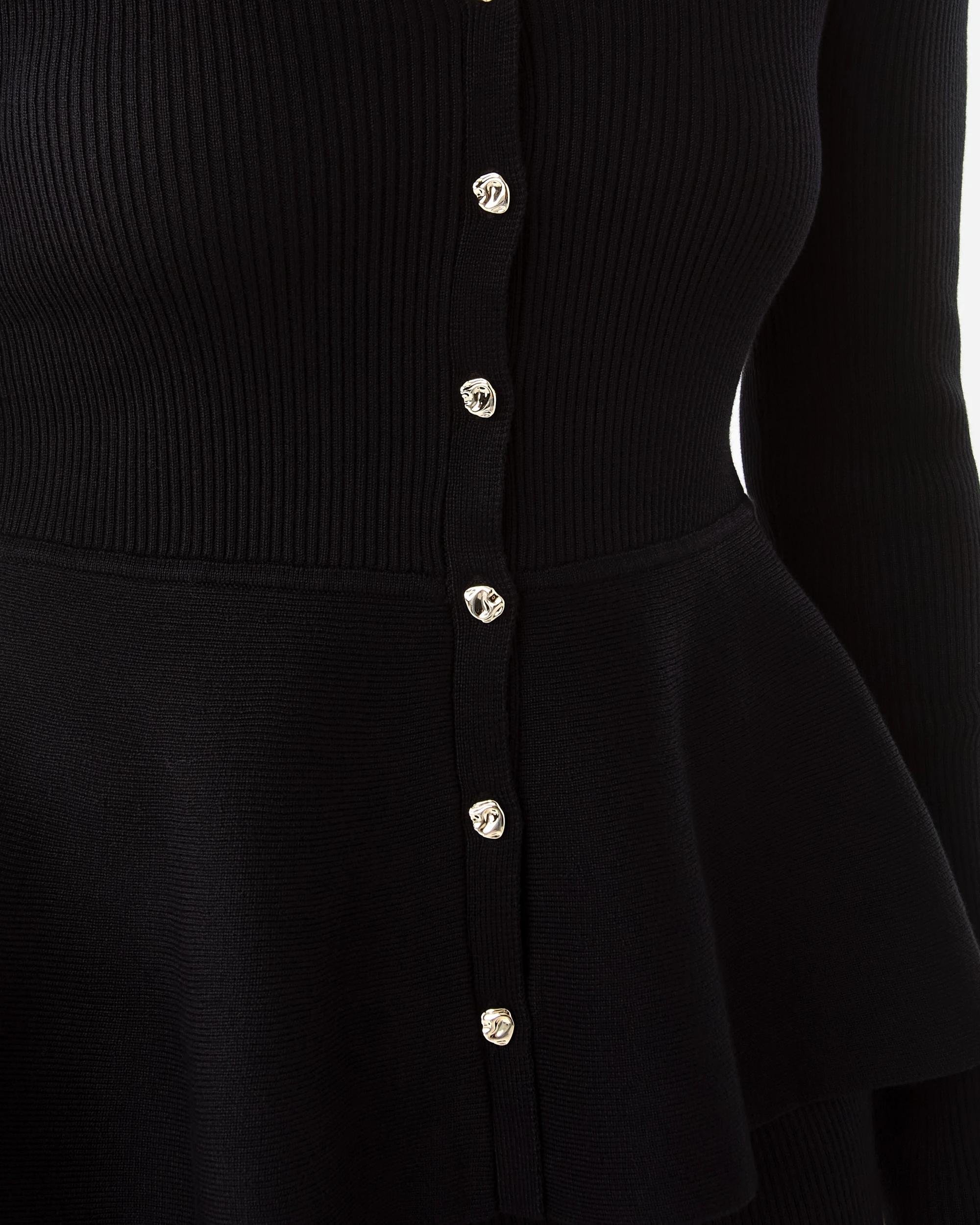 7 Long Sleeve Fitted Peplum Top Black, 7 of 10