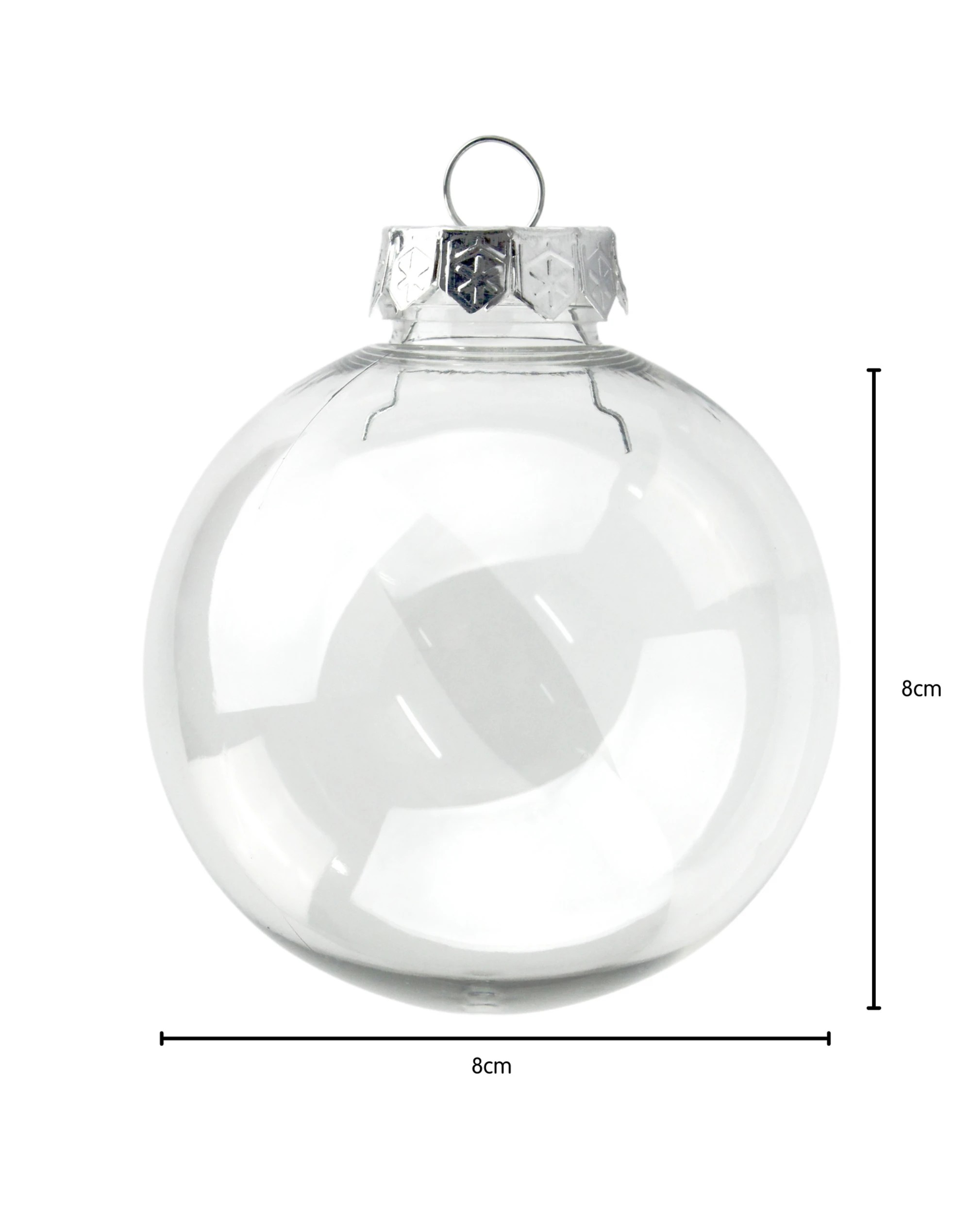 1 Partyrama Clear Plastic Fillable Bauble With Silver Cap 8cm, 1 of 4