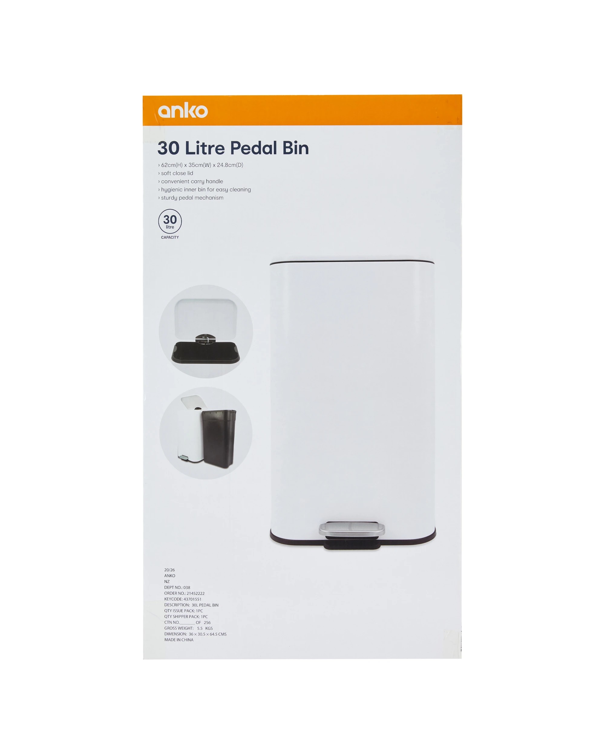 8 30L Pedal Bin - White, 8 of 8