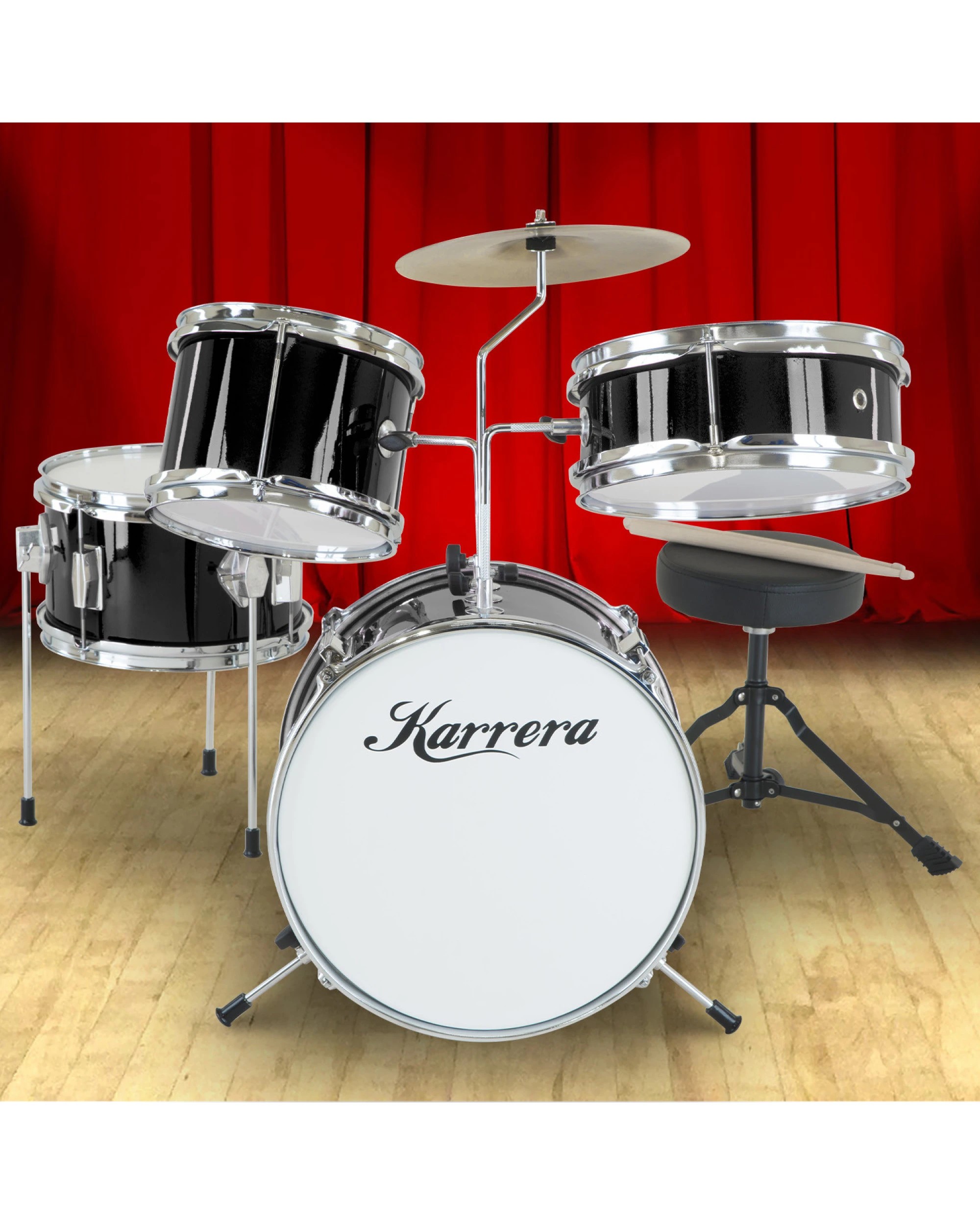 7 Karrera Kids 4pc Drum Set Kit in Black - Black, 7 of 7
