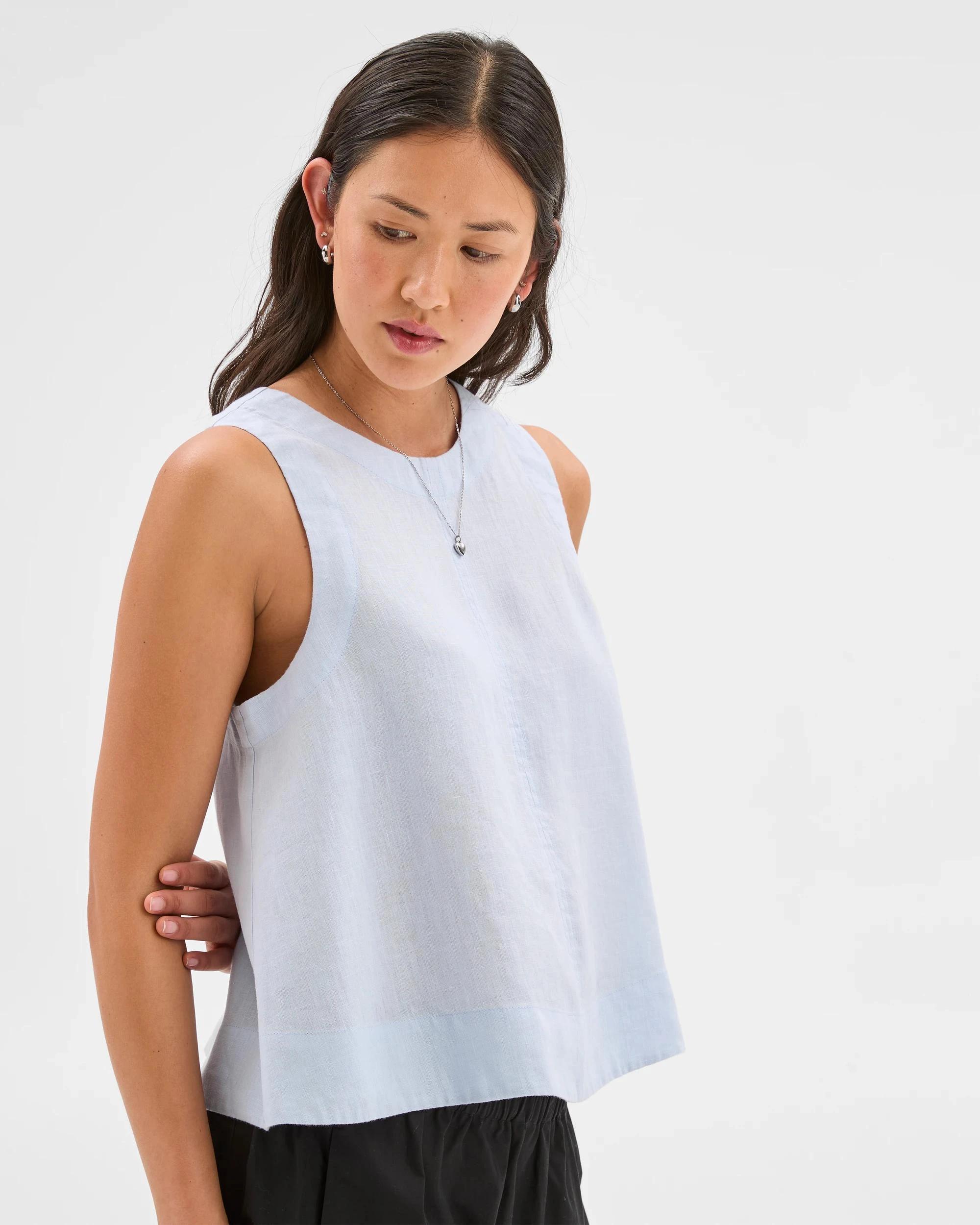 1 Target European Linen Tank Top SUMMER BLUE, 1 of 6