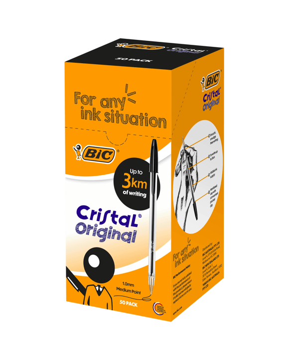 50 Pack BIC Cristal Original Ballpoint Pens - Black