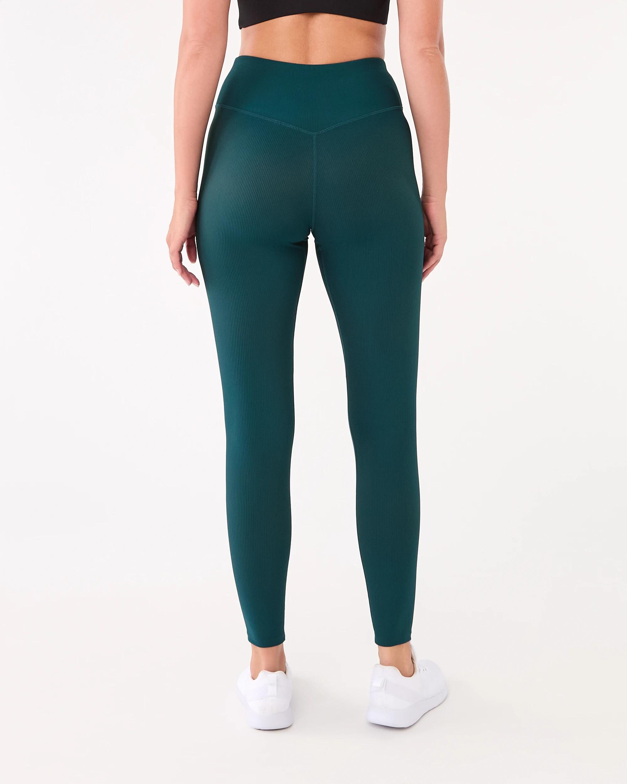 3 Active Womens Ribbed Leggings Deep Teal, 3 of 5