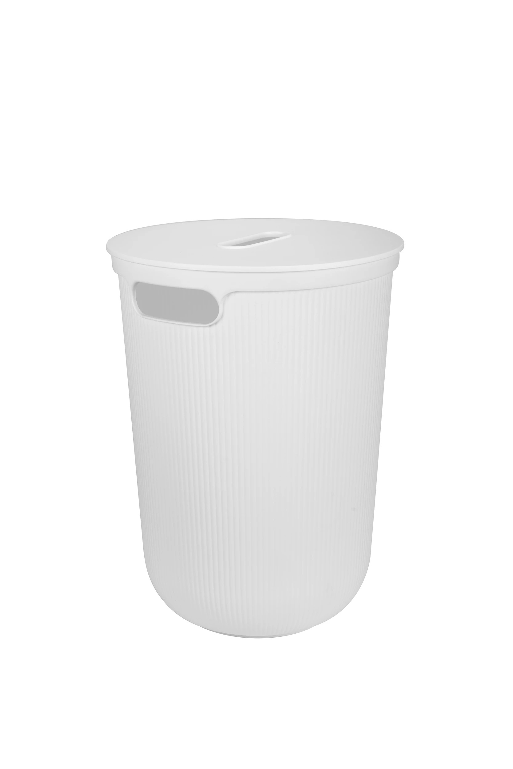 1 70 Litre Ribbed Laundry Hamper - White, 1 of 8