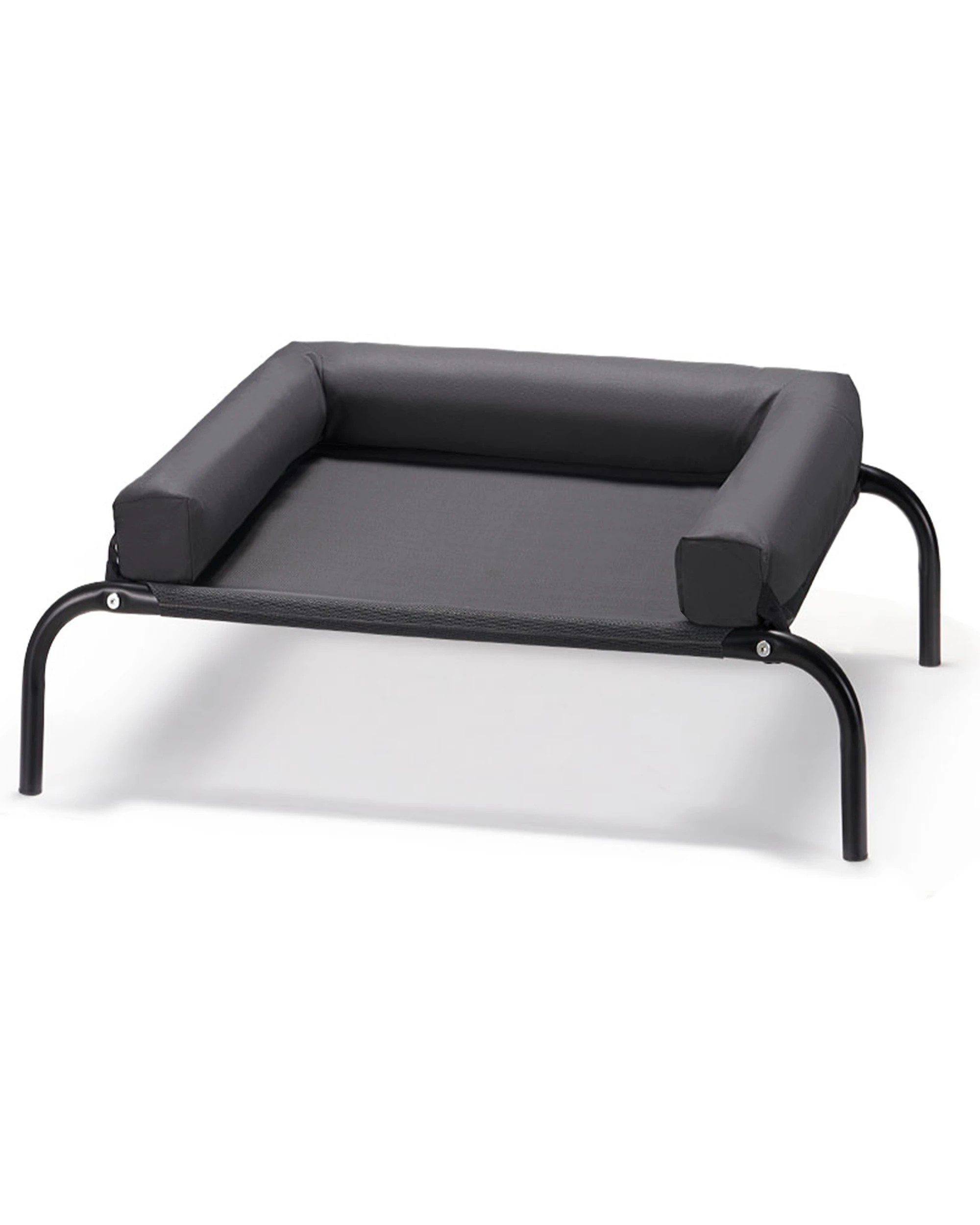 1 Petzly 64x88cm Elevated Trampoline Bolster Raised Pet Dog Bed Black, 1 of 8