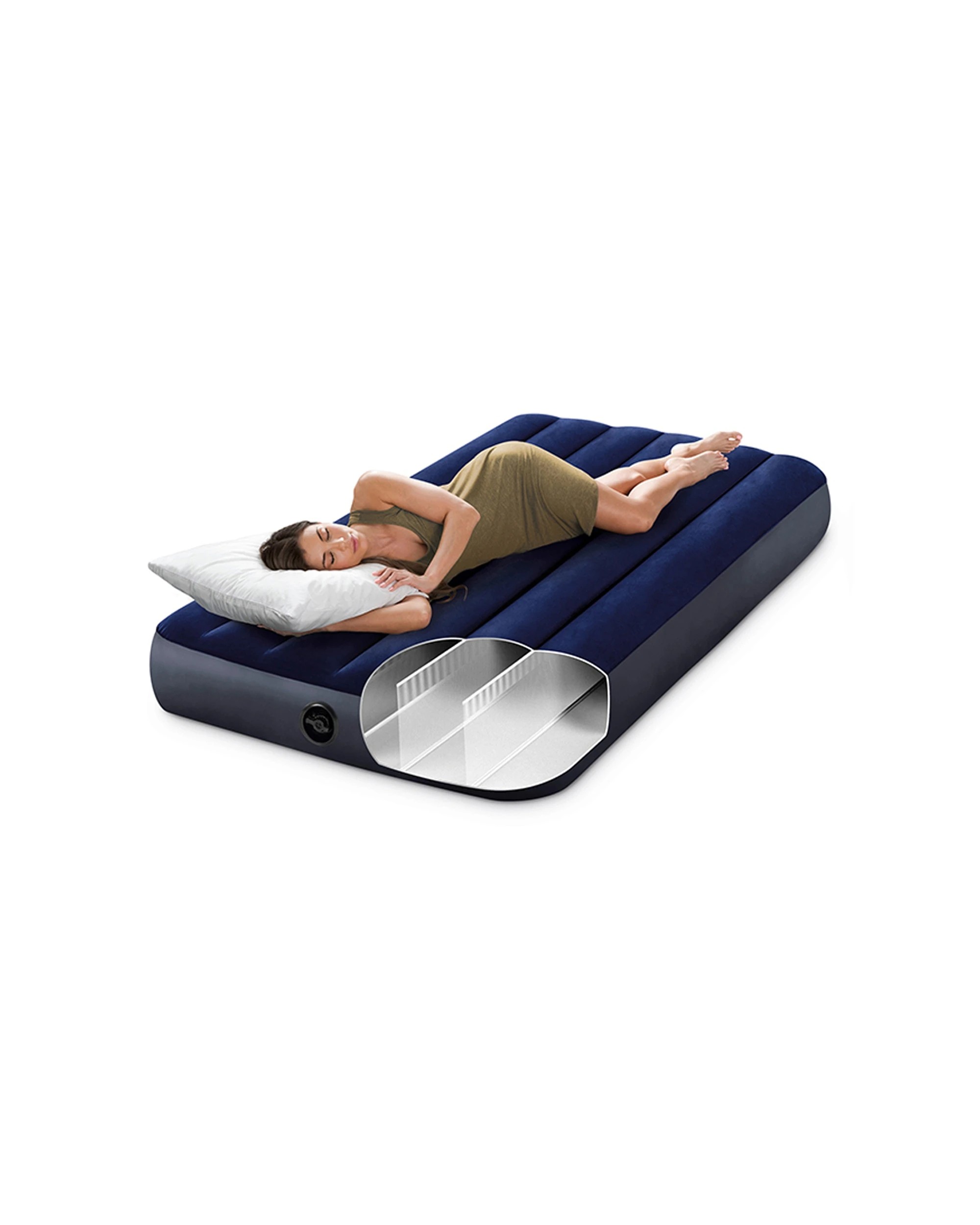 7 Intex Dura-Beam Classic Downy Twin Airbed Fiber-Tech Construction - Single Bed - Blue, 7 of 9