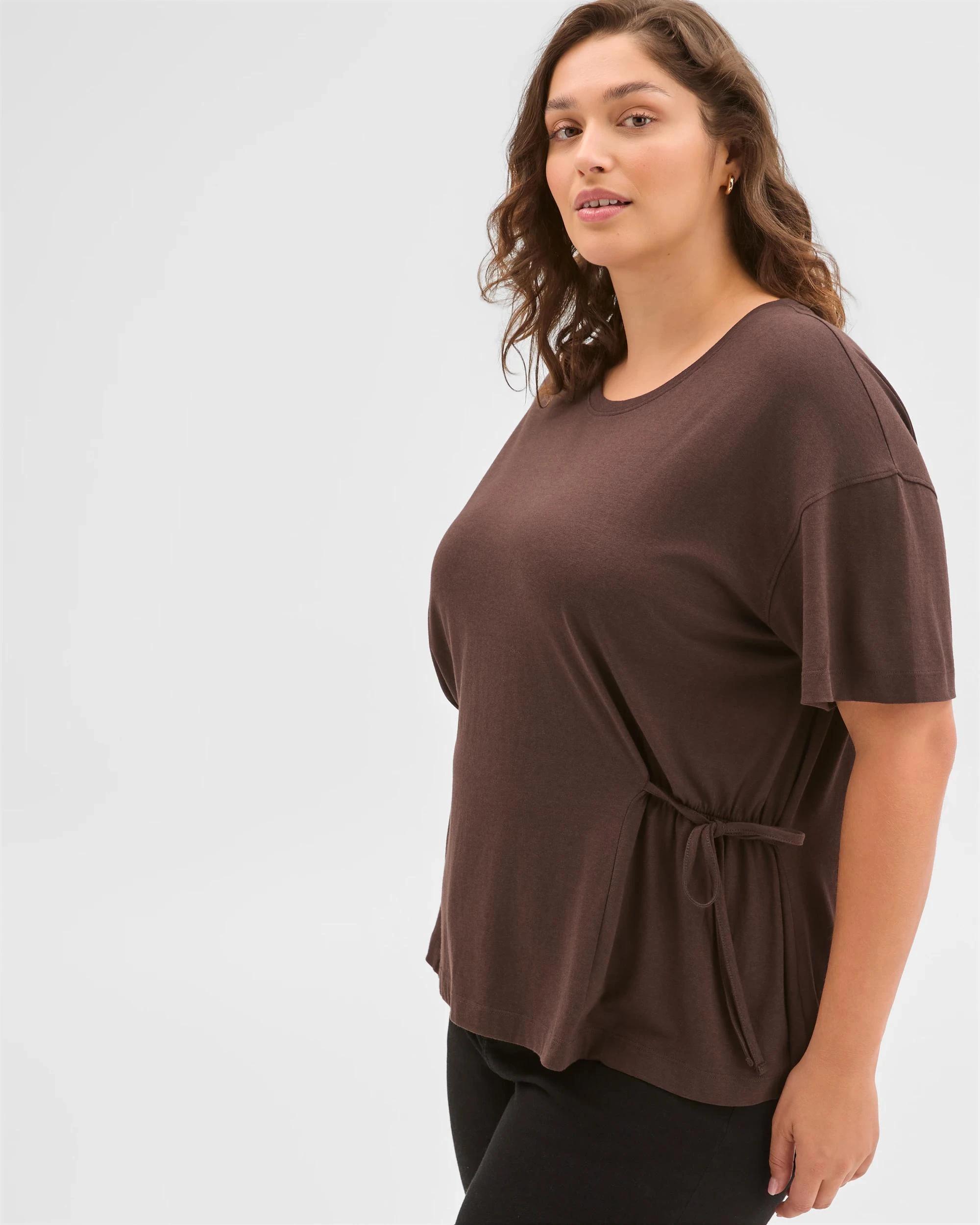 4 Target Curve Plus Size Australian Cotton Blend Side Tie Waist T-Shirt BRUNETTE, 4 of 6
