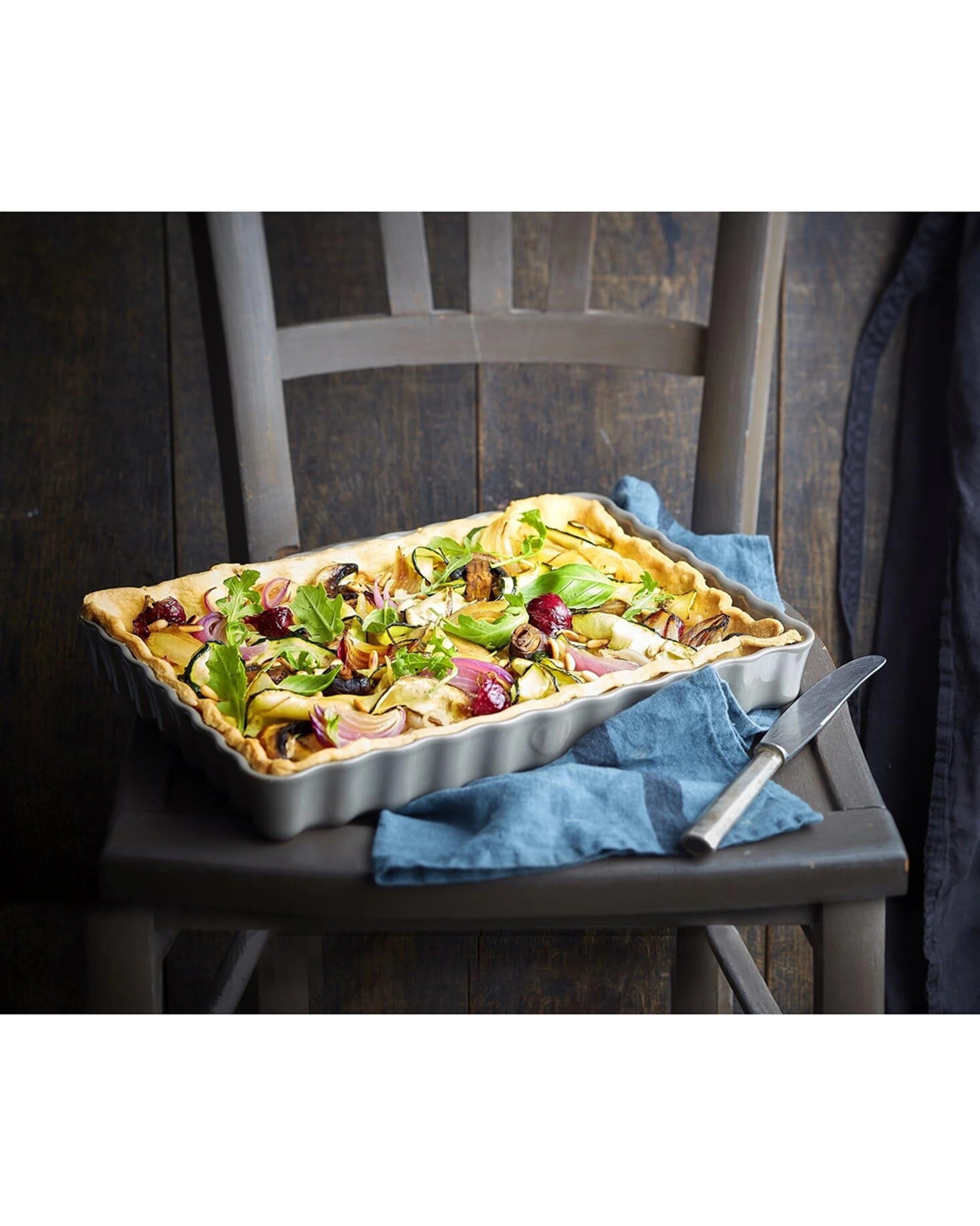 3 Emile Henry 34cm Ceramic Deep Tart Baking Dish Rectangle Clay - White, 3 of 3