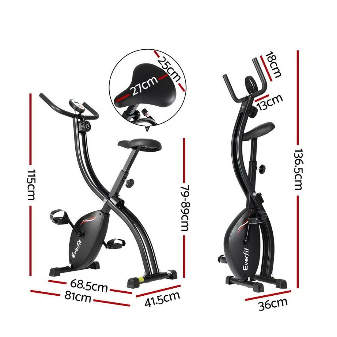 2 Everfit Folding Exercise Bike Magnetic X-Bike Bicycle Indoor Cycling - Black, 2 of 6
