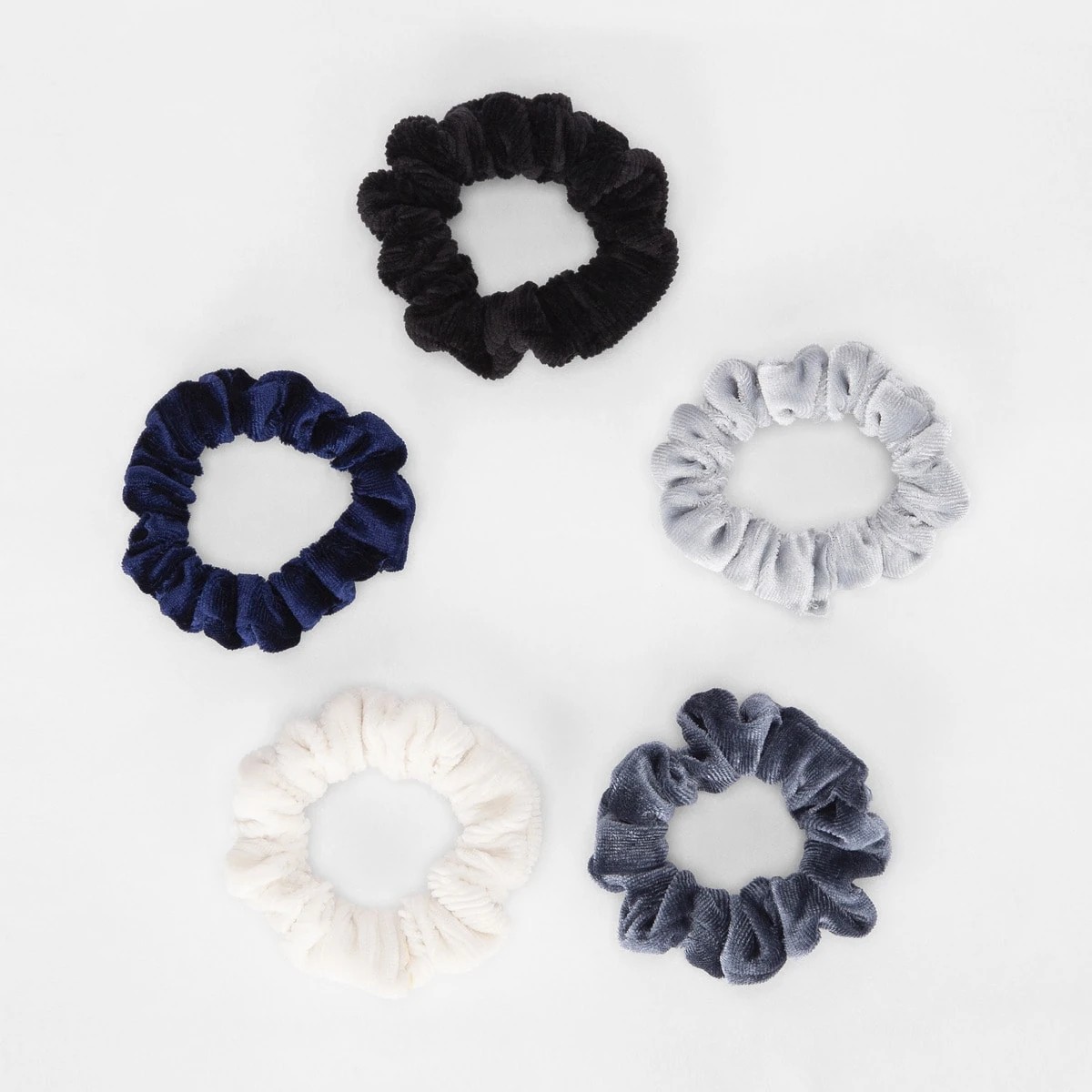 1 5 Pack Mini Hair Scrunchies - Blue, Black & Ombre, 1 of 5