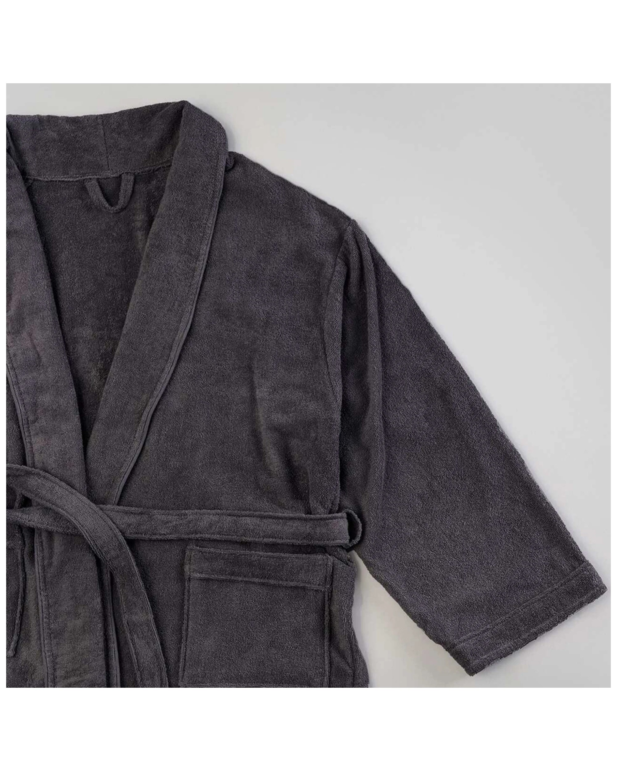 4 Canningvale Lusso Unisex Cotton Terry Durable Plush Bathrobe Large Nero
 - Grey, 4 of 4