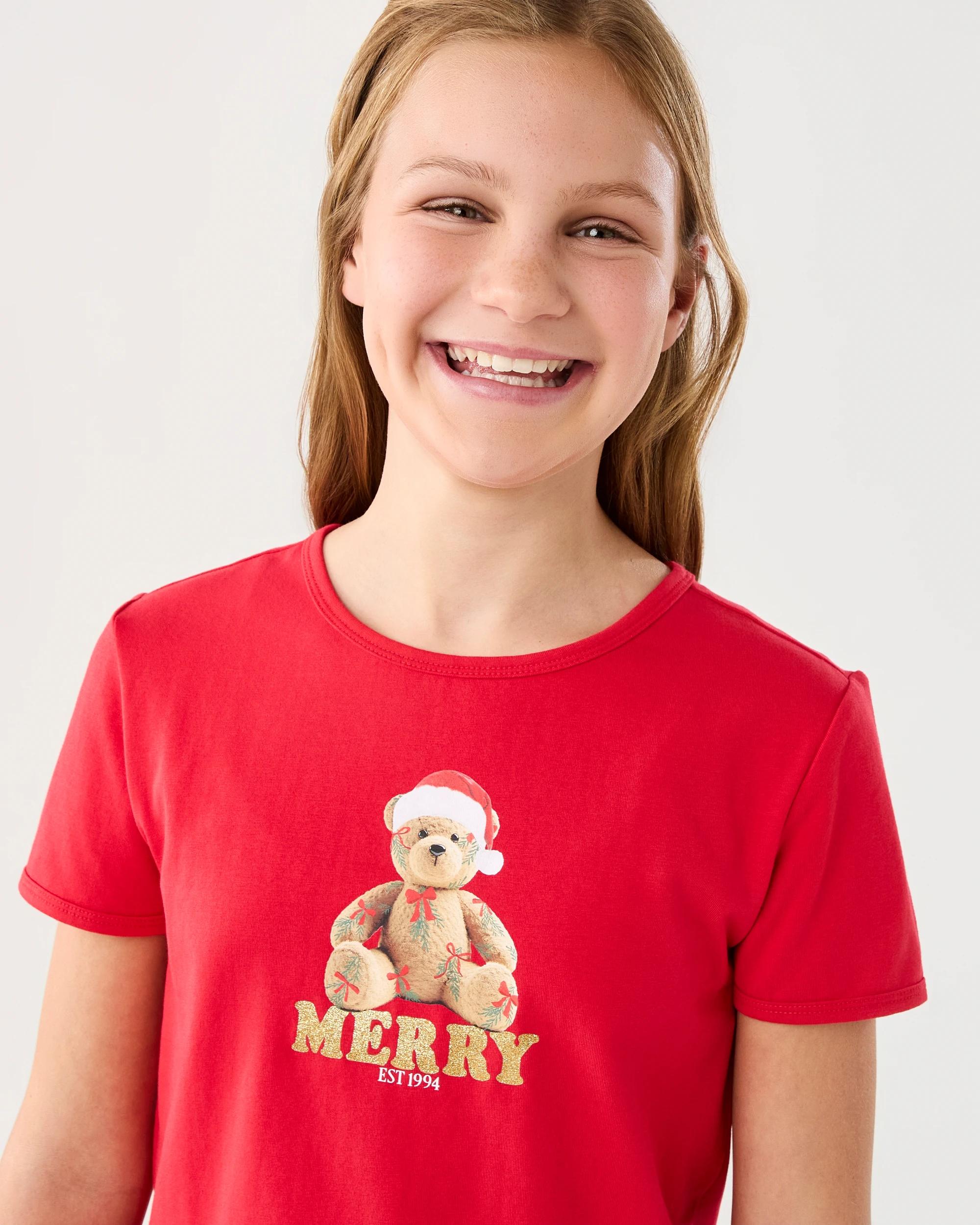 3 Christmas Ringer T-shirt Red Teddy, 3 of 6