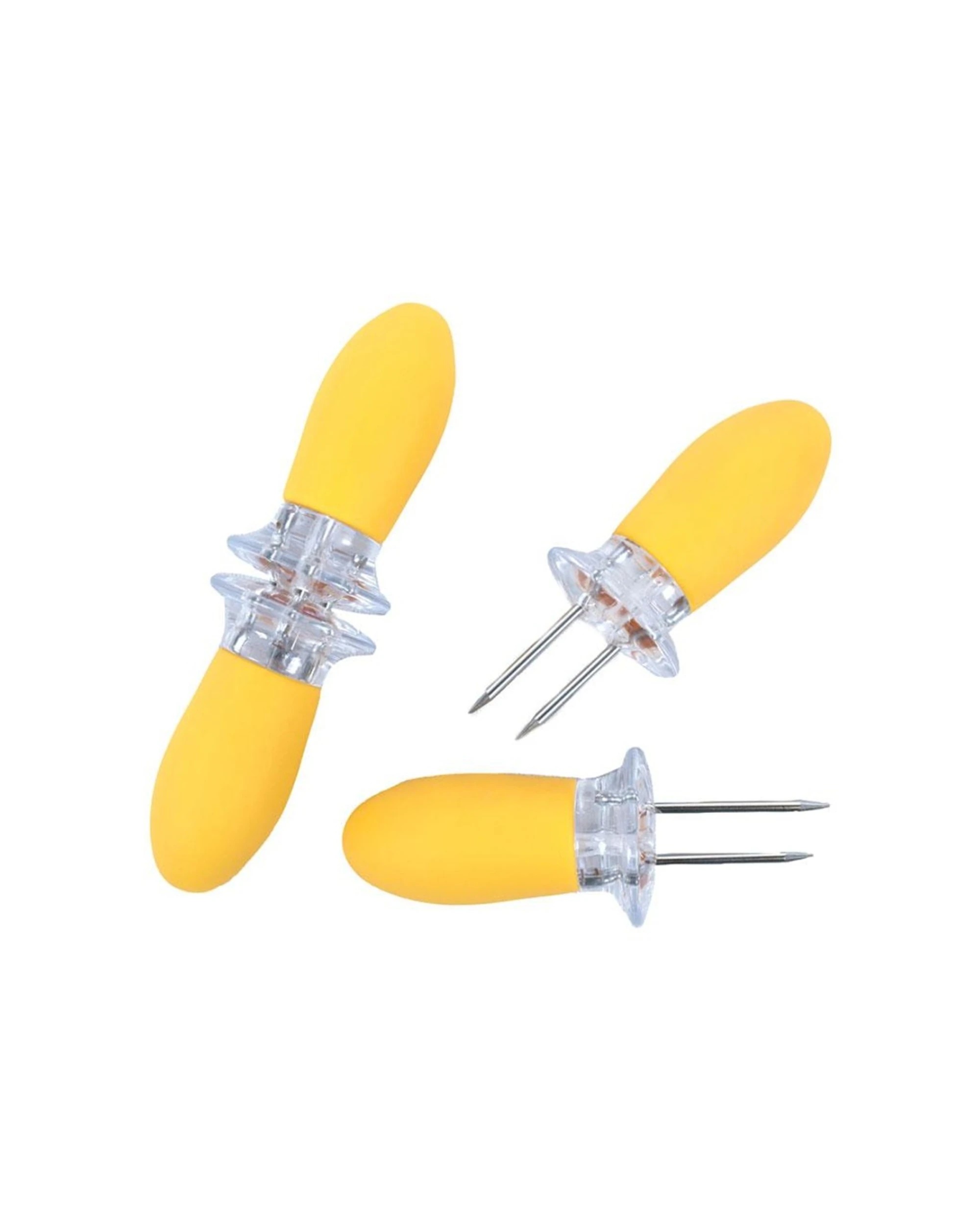 1 Avanti 4pc Soft Grip Corn Holders Set With Stainless Steel Spikes - Yellow, 1 of 3